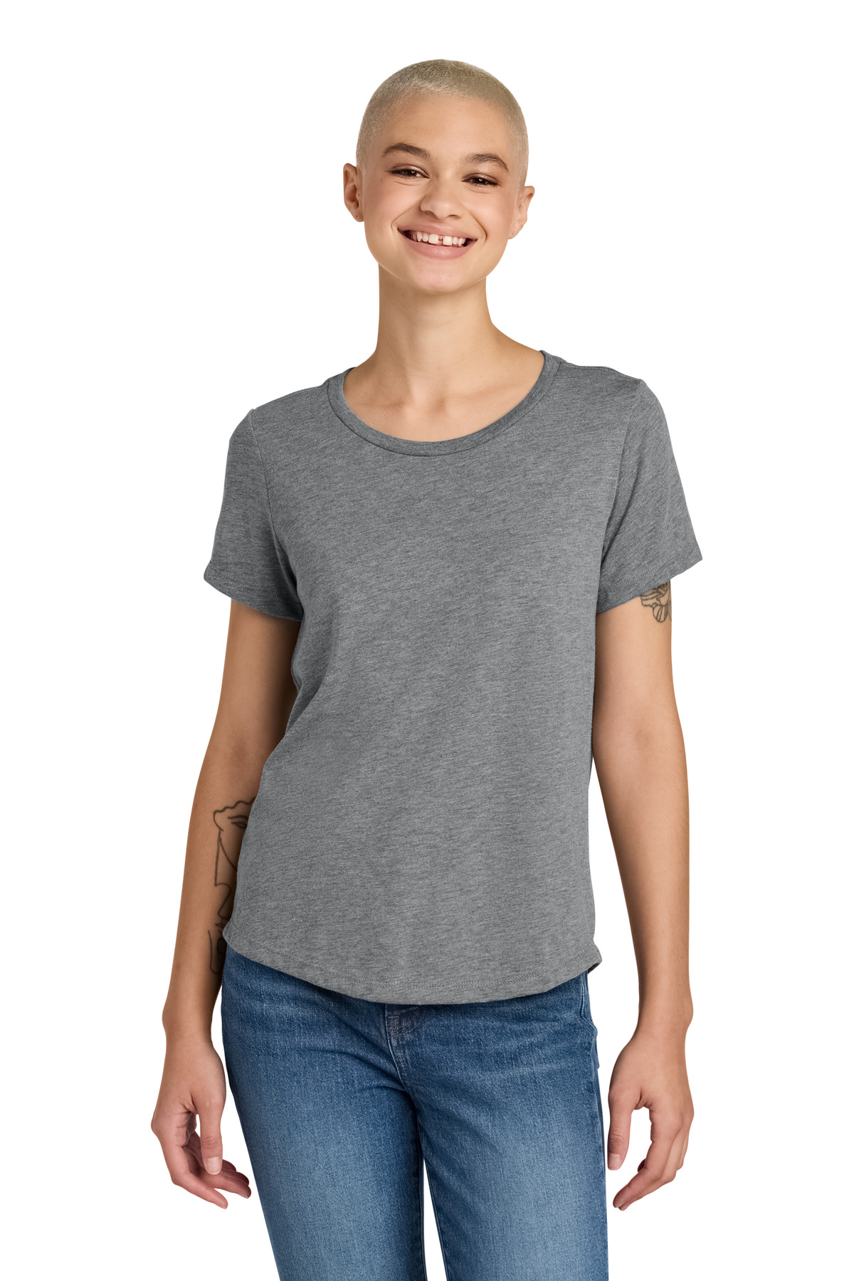 Women's Relaxed Tri-Blend Scoop Neck Tee Aluminum Grey - front