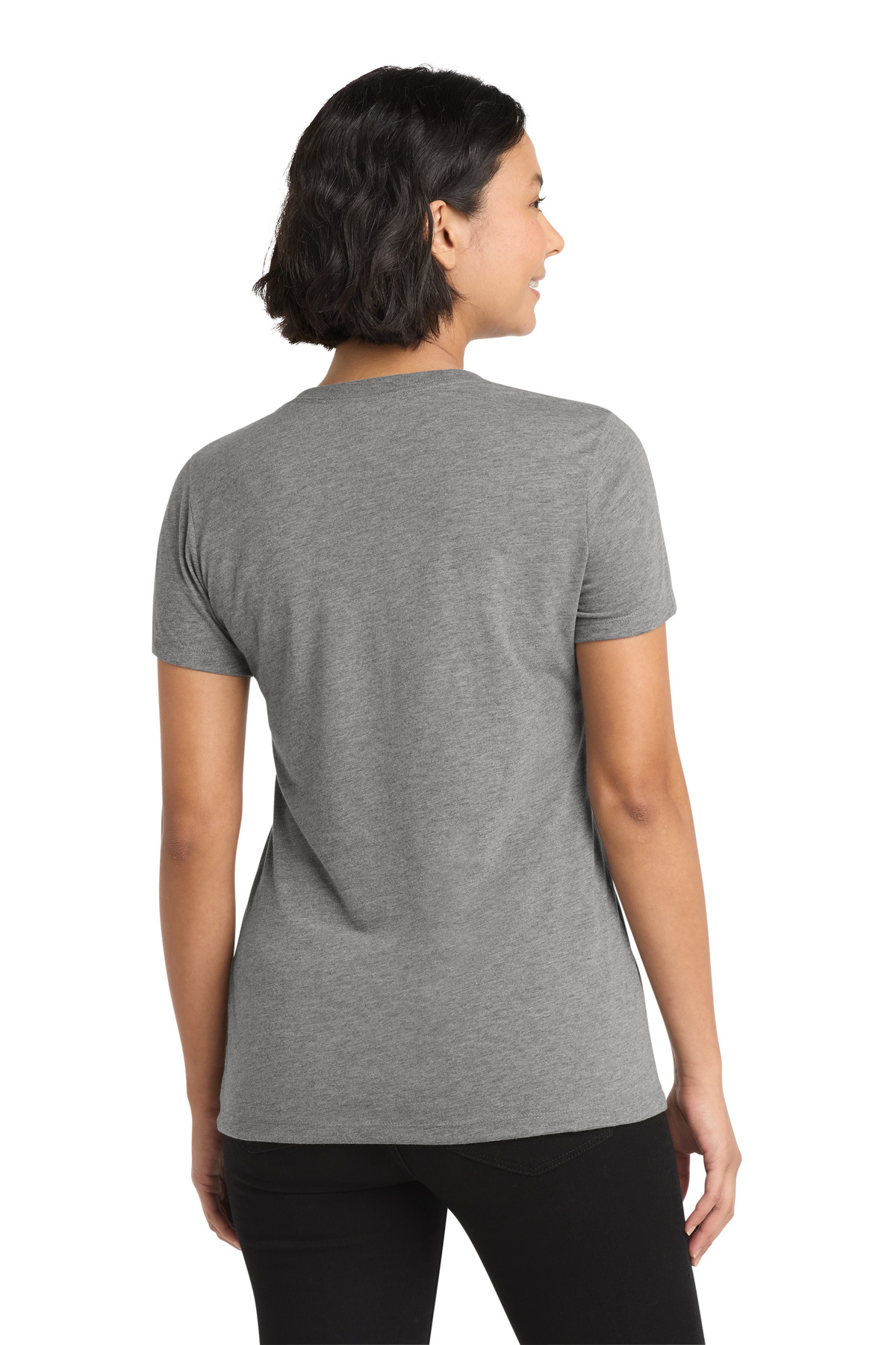 Women's Tri-Blend V-Neck Tee Aluminum Grey - back