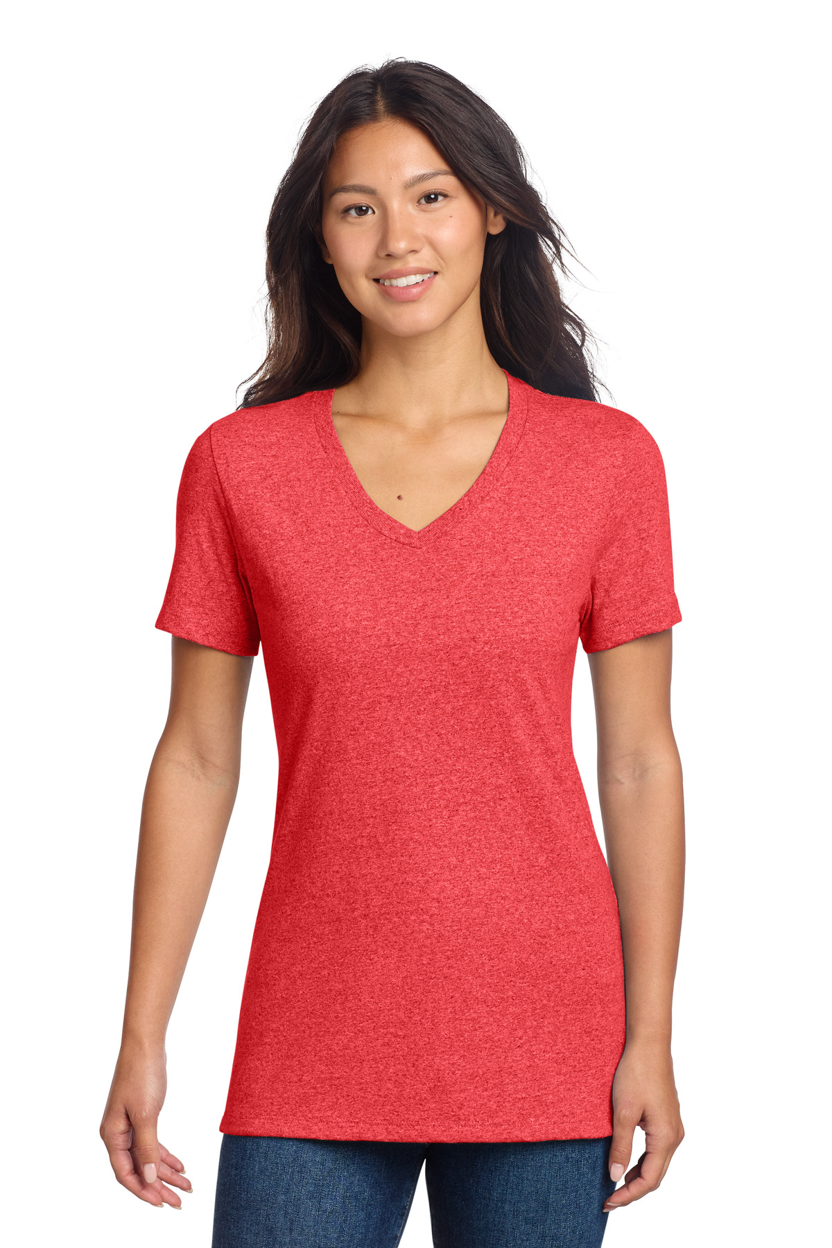 Women's Recycled Blend V-Neck Tee Reclaimed Red Heather - front