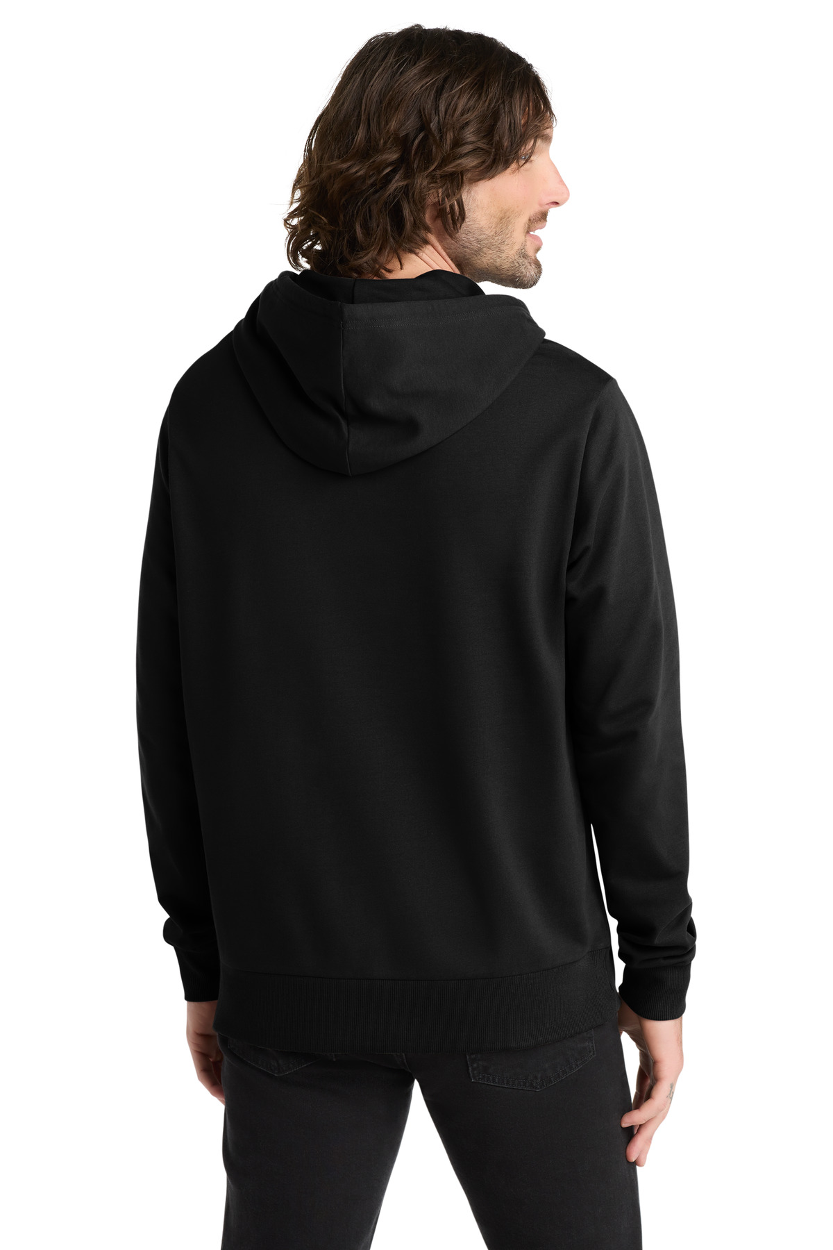 Unisex Organic French Terry Pullover Hoodie Deep Black - back
