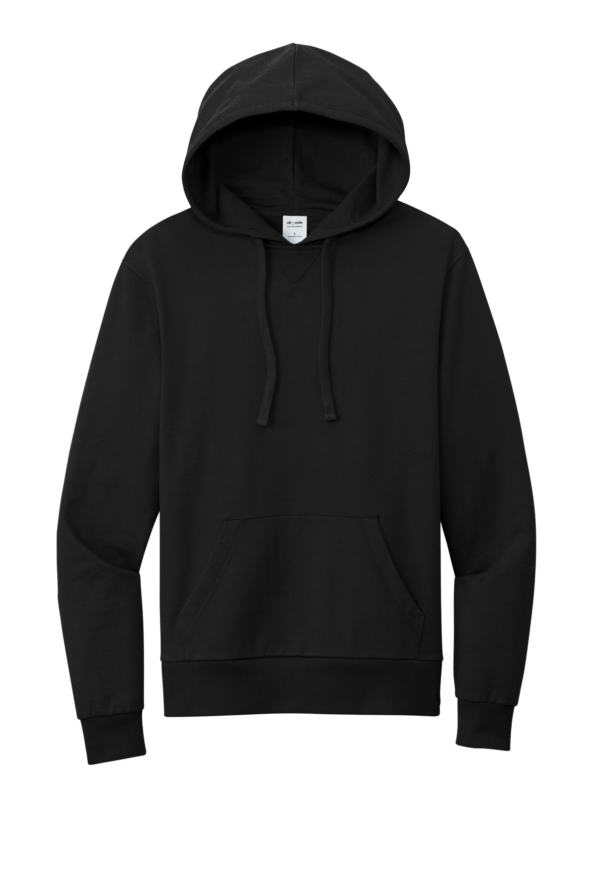 Unisex Organic French Terry Pullover Hoodie Deep Black - front flat