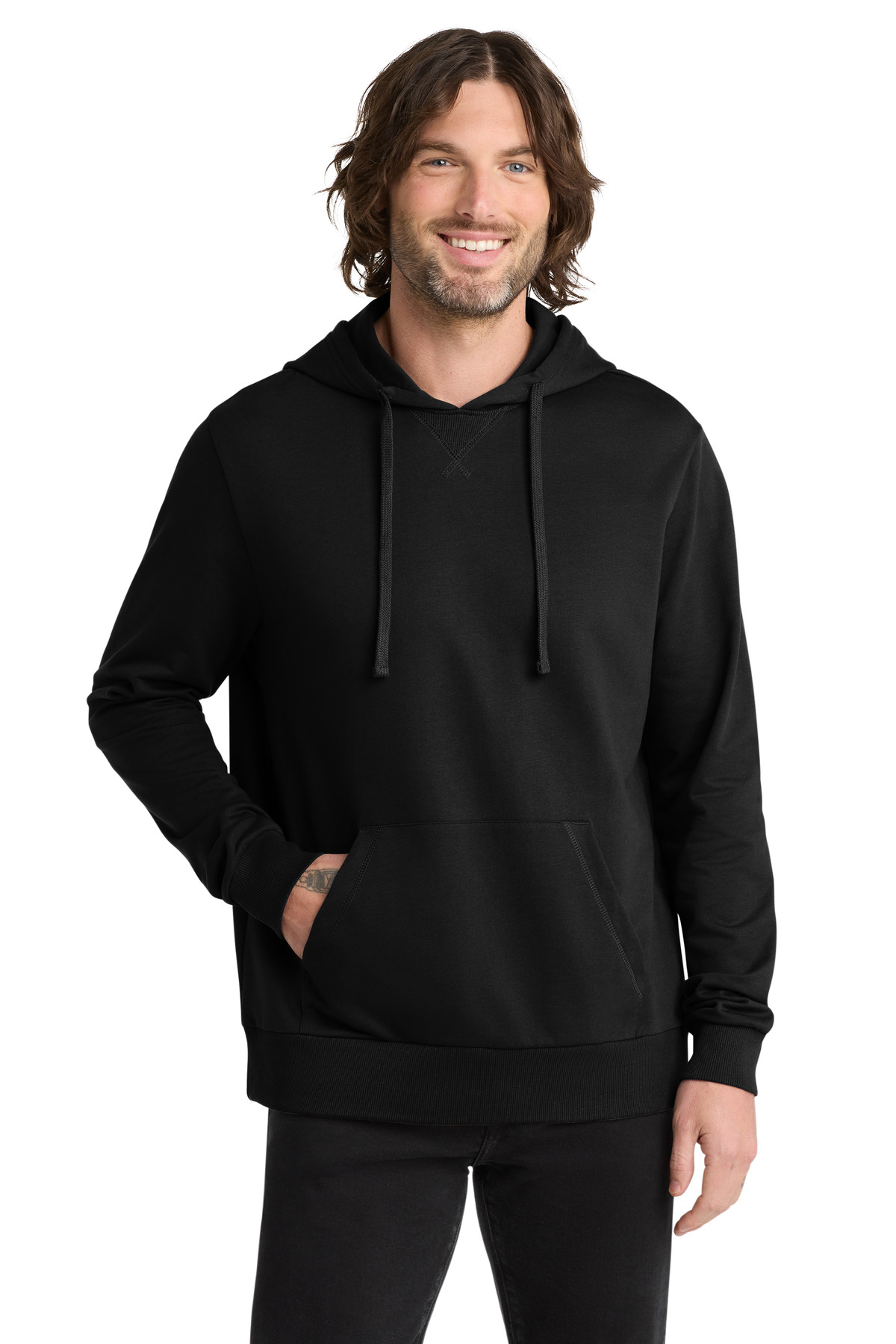 Unisex Organic French Terry Pullover Hoodie Deep Black - front