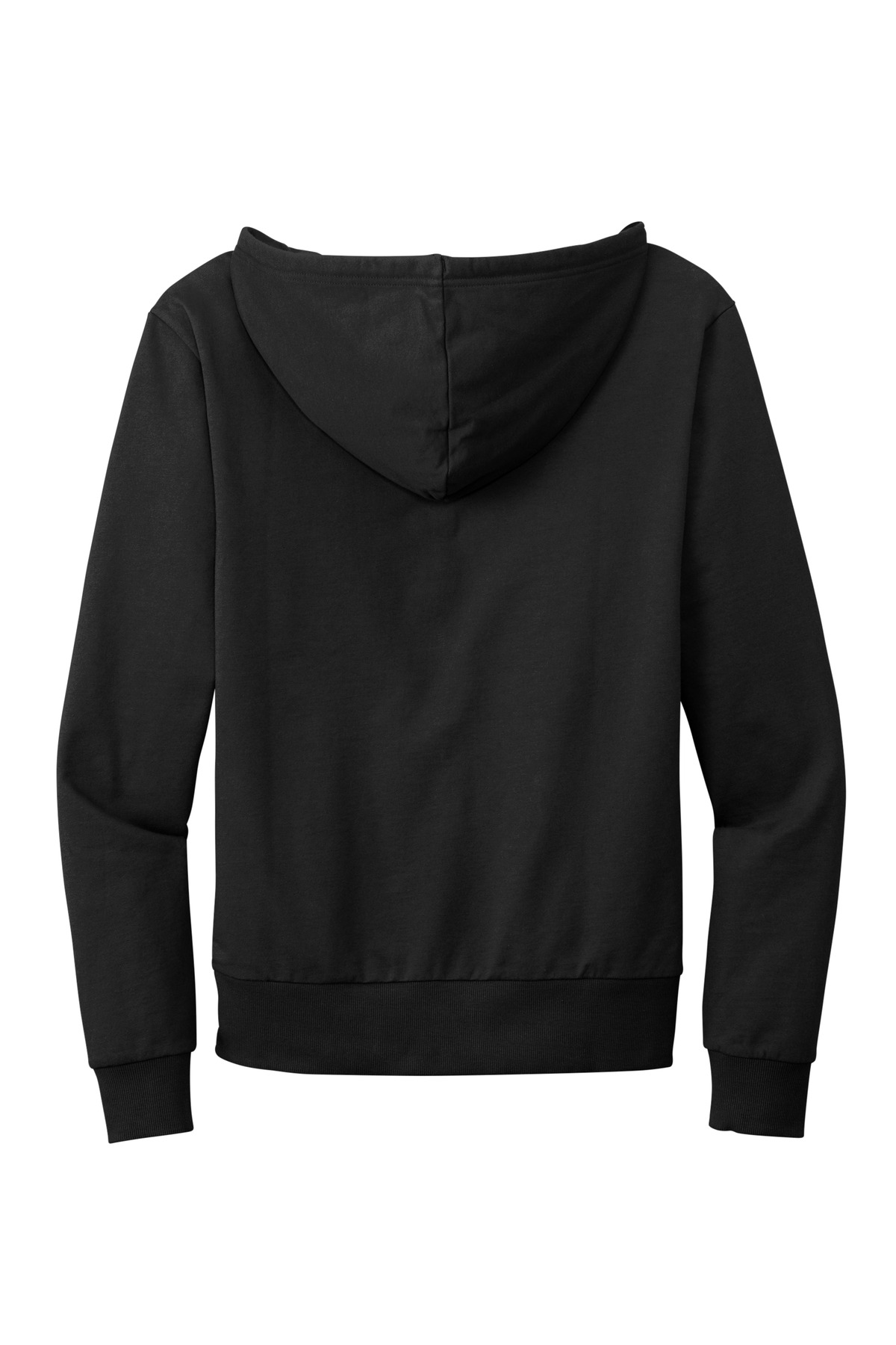 Unisex Organic French Terry Full-Zip Hoodie Deep Black - back flat