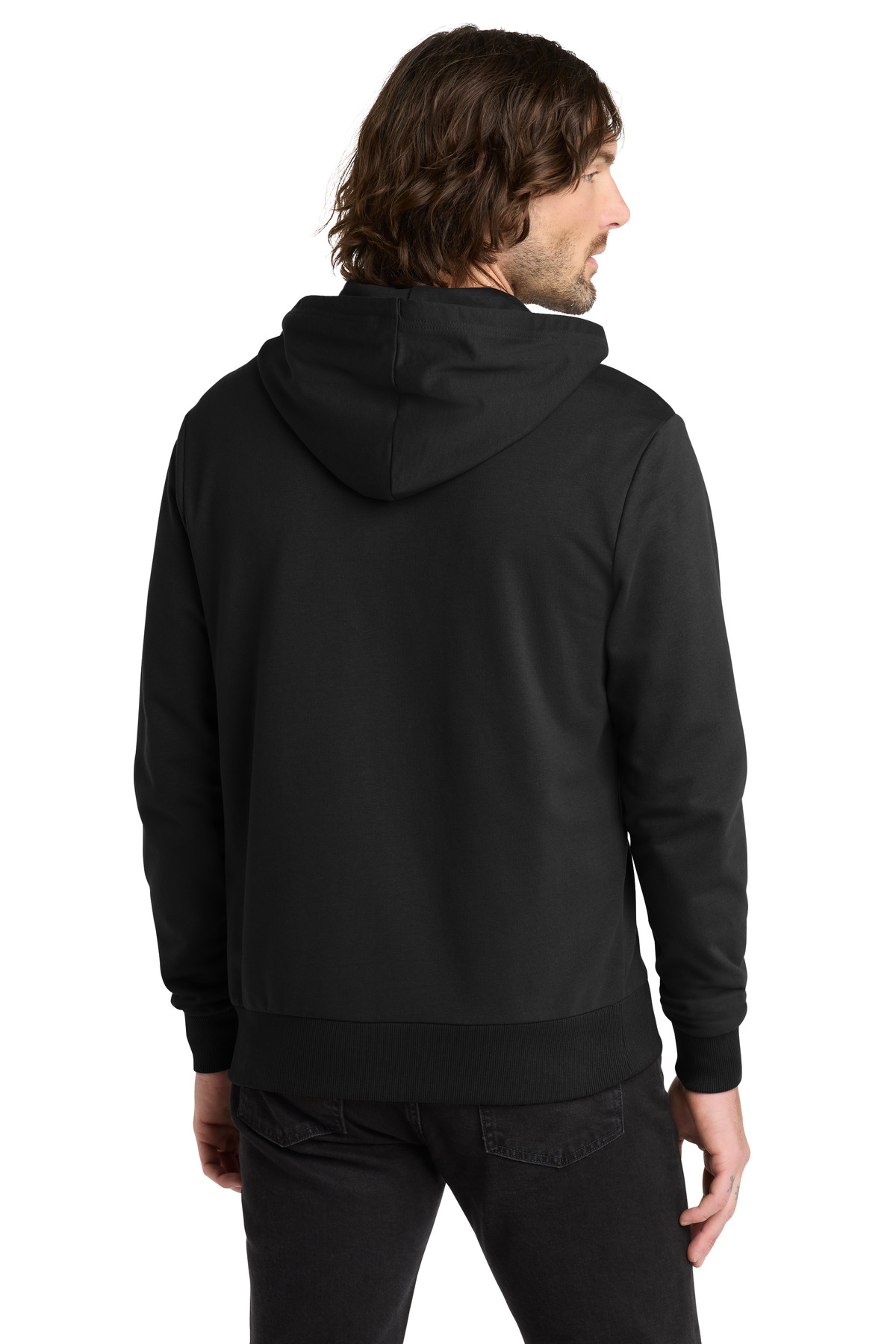 Unisex Organic French Terry Full-Zip Hoodie Deep Black - back