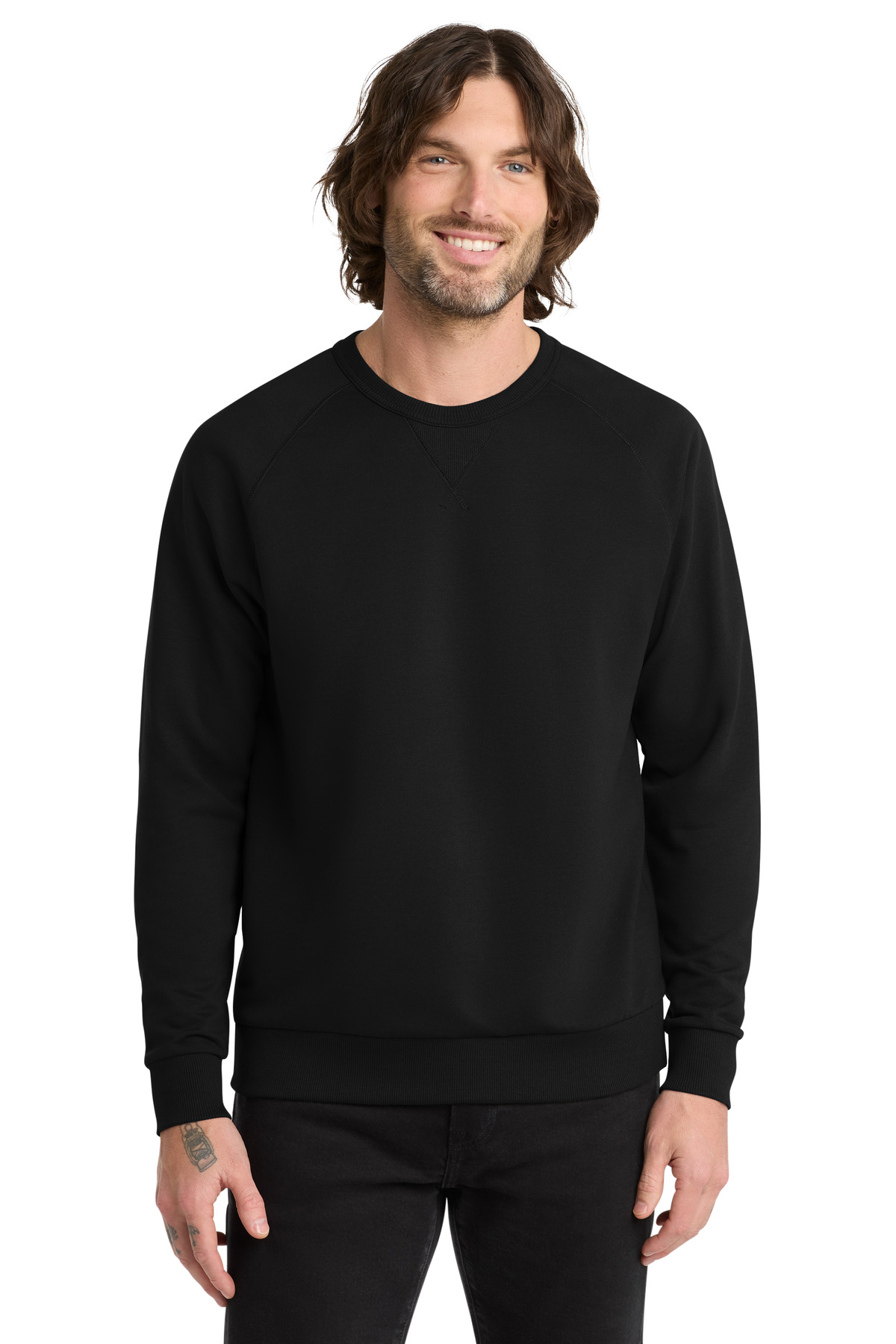 Unisex Organic French Terry Crewneck Sweatshirt Deep Black - front