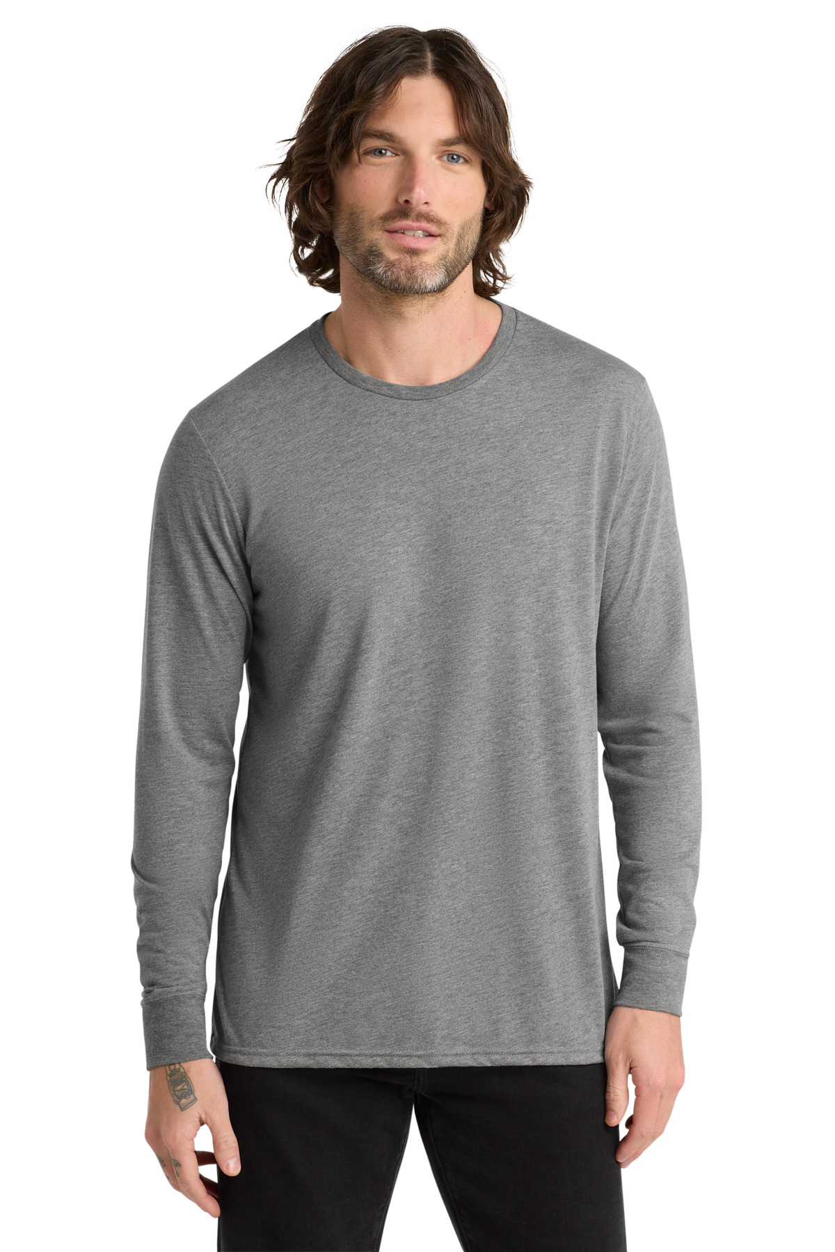 Unisex Tri-Blend Long Sleeve Tee Aluminum Grey - front