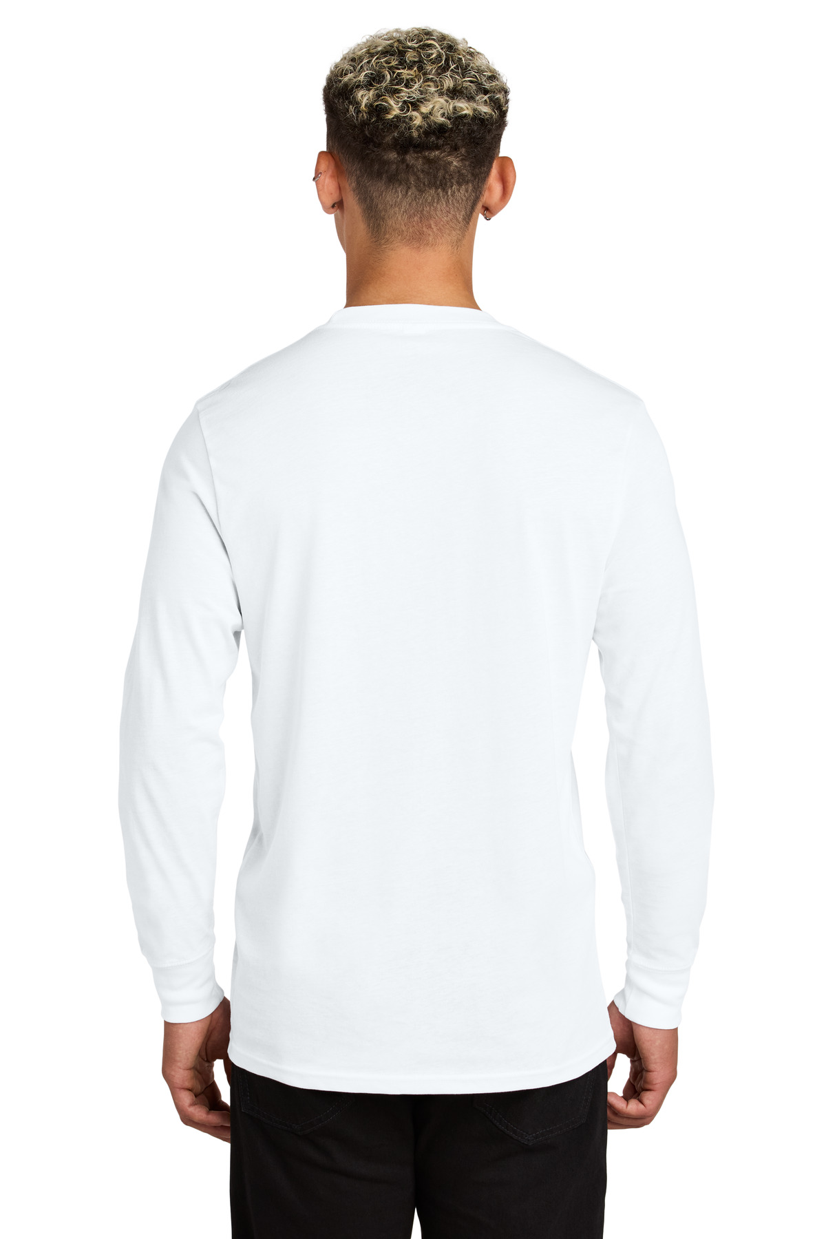 Unisex Long Sleeve Organic Cotton Tee Bright White - back