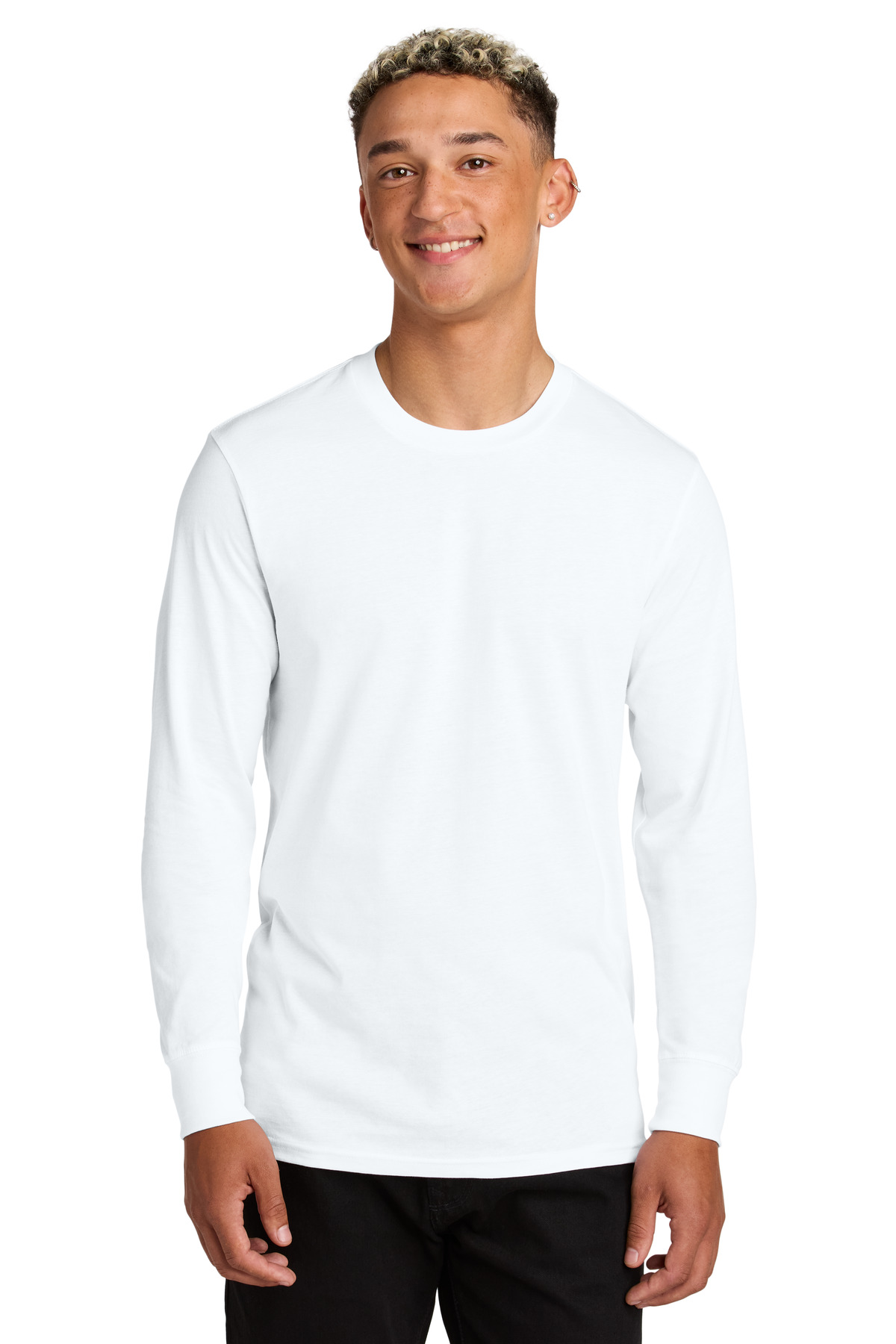 Unisex Long Sleeve Organic Cotton Tee Bright White - front
