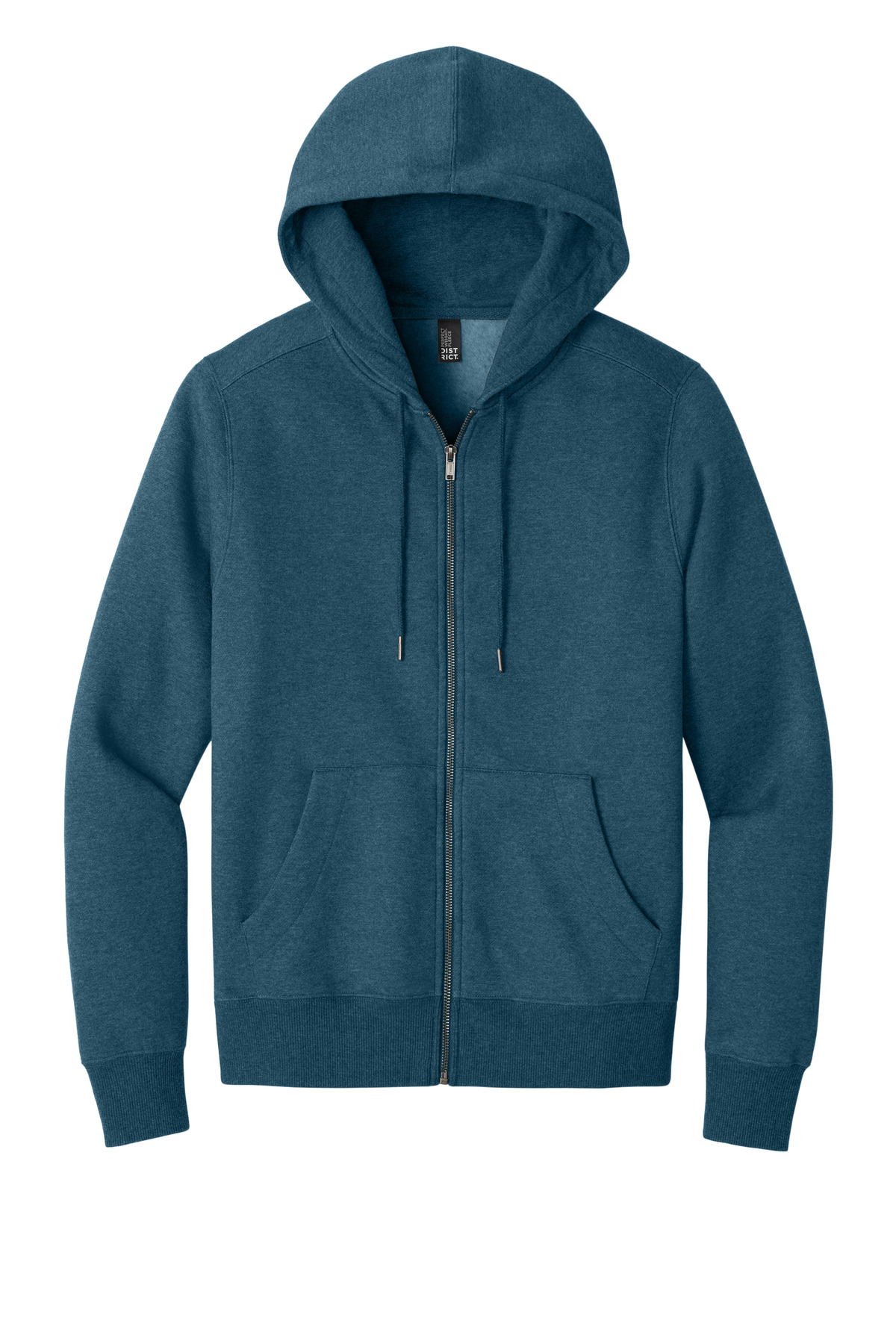Perfect Weight Fleece Full-Zip Hoodie Heathered Poseidon Blue - front flat