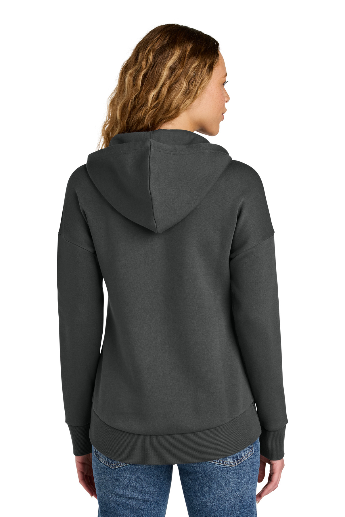 Women's Perfect Weight Fleece Drop Shoulder Full-Zip Hoodie Charcoal - back