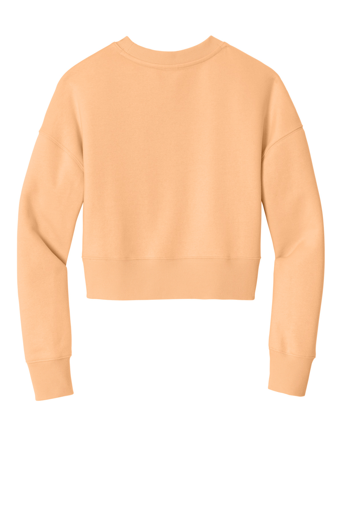 Women's Perfect Weight Fleece Cropped Crew Apricot - back flat