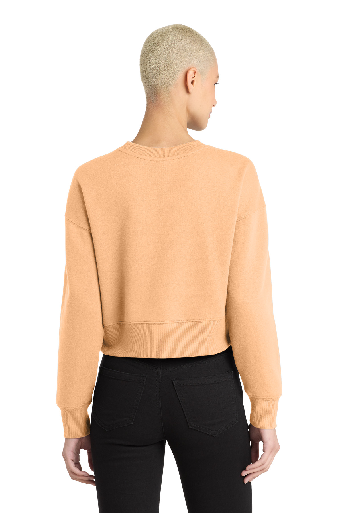 Women's Perfect Weight Fleece Cropped Crew Apricot - back