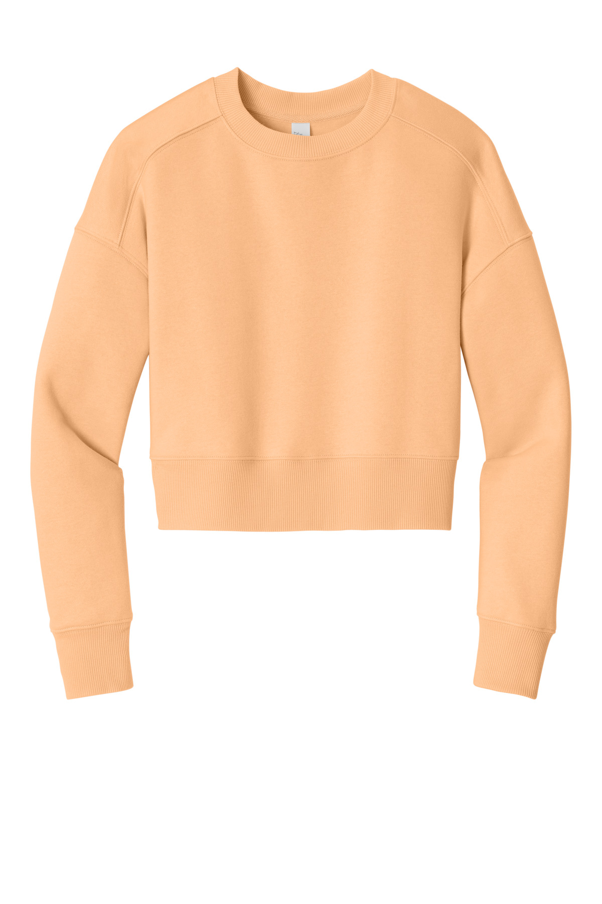 Women's Perfect Weight Fleece Cropped Crew Apricot - front flat
