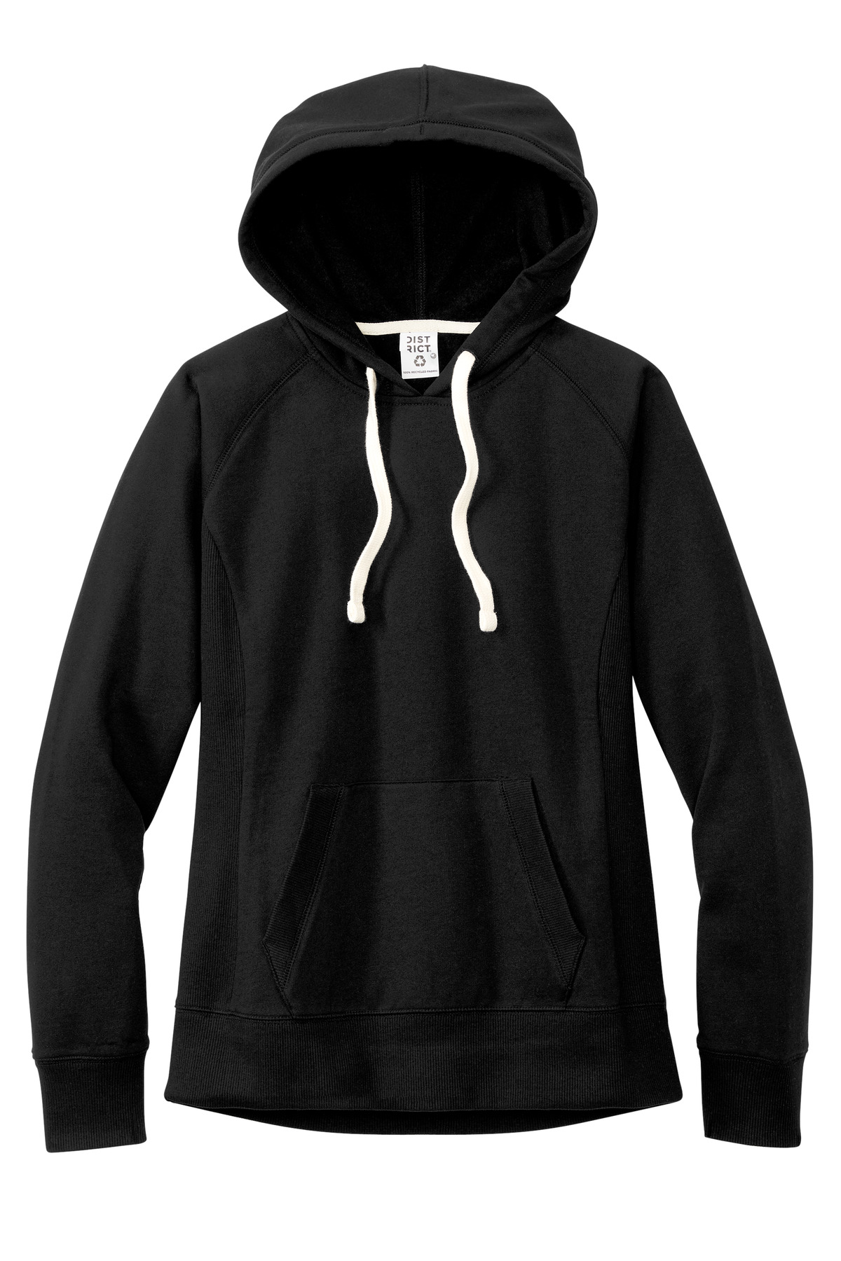Women's Re-Fleece Hoodie Black - front flat