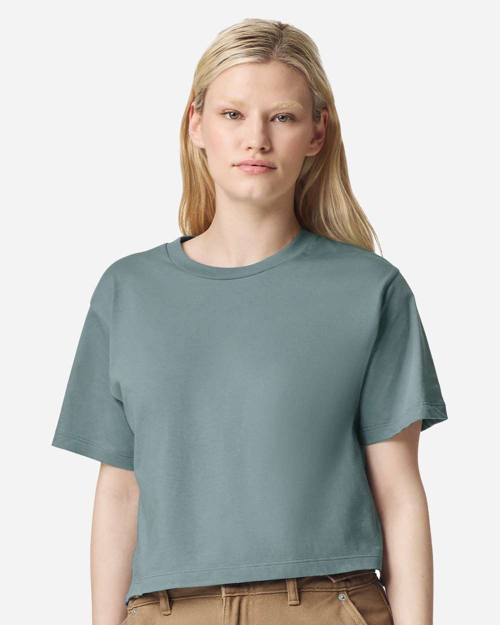 Women's Fine Jersey Boxy Tee Arctic - model front