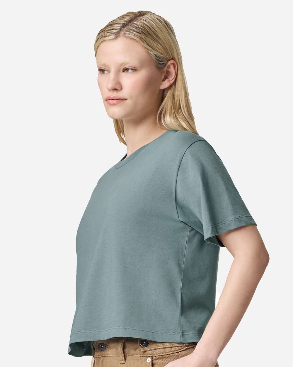 Women's Fine Jersey Boxy Tee Arctic - model side