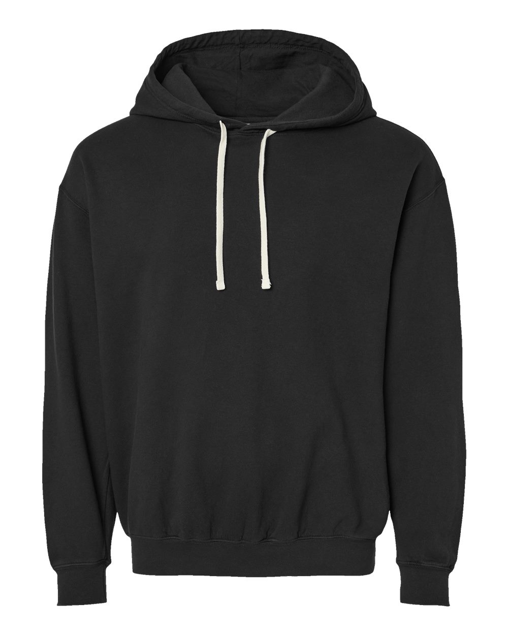 Unisex Garment-Dyed Lightweight Fleece Hooded Sweatshirt Black - front