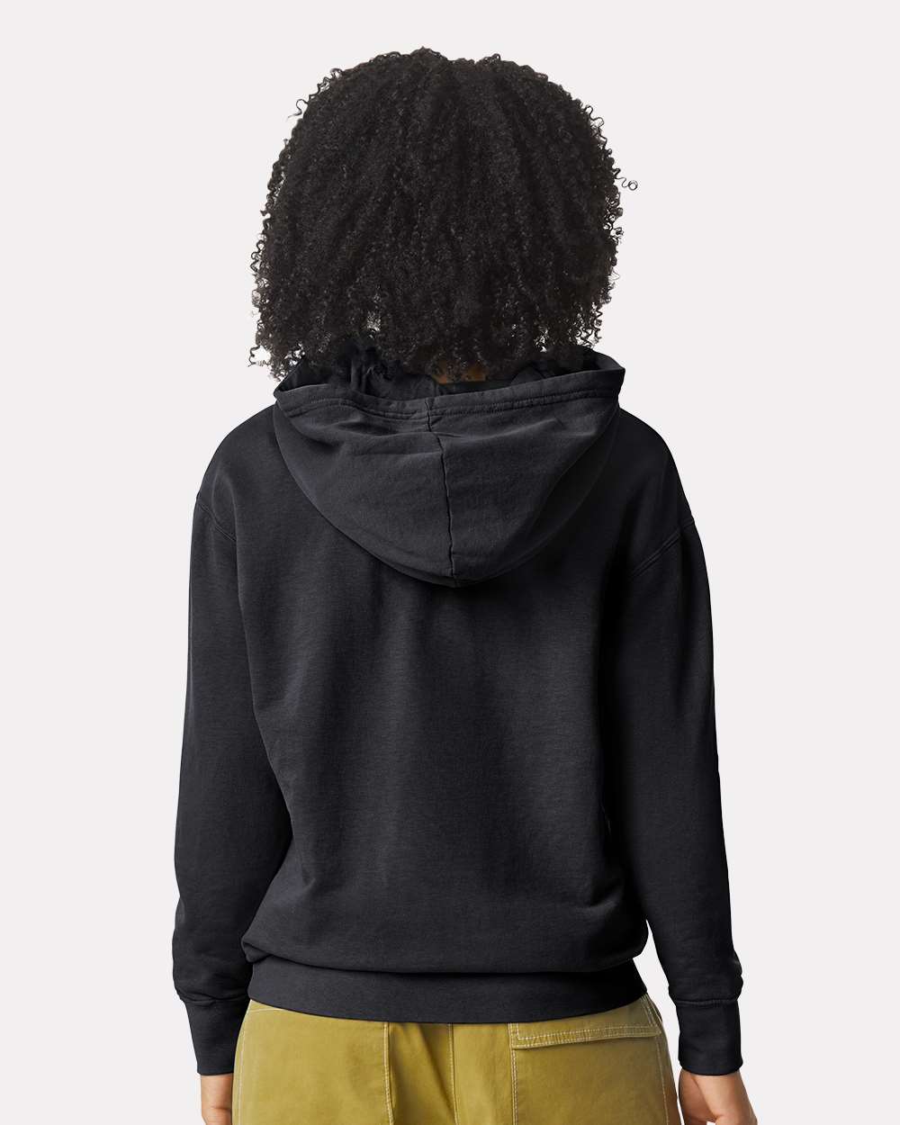 Unisex Garment-Dyed Lightweight Fleece Hooded Sweatshirt Black - model back
