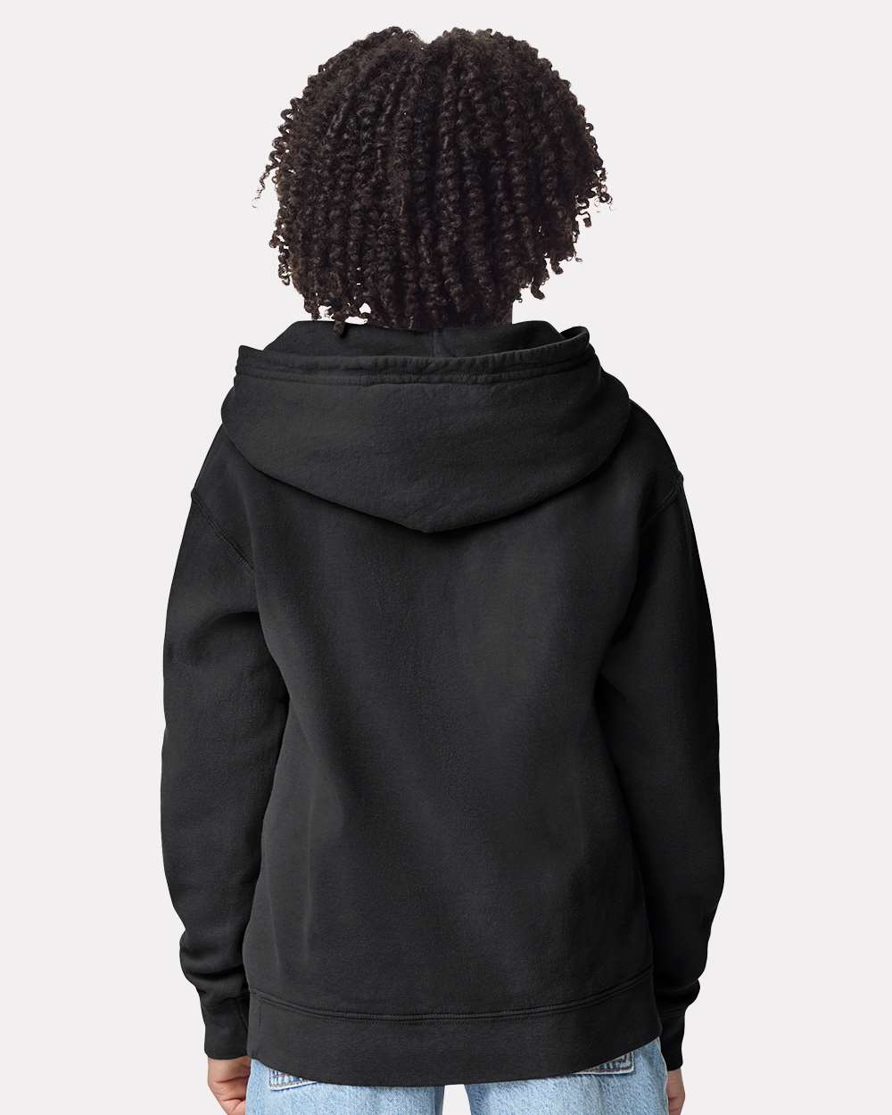 Youth Garment-Dyed Lightweight Fleece Hooded Sweatshirt Black - model back