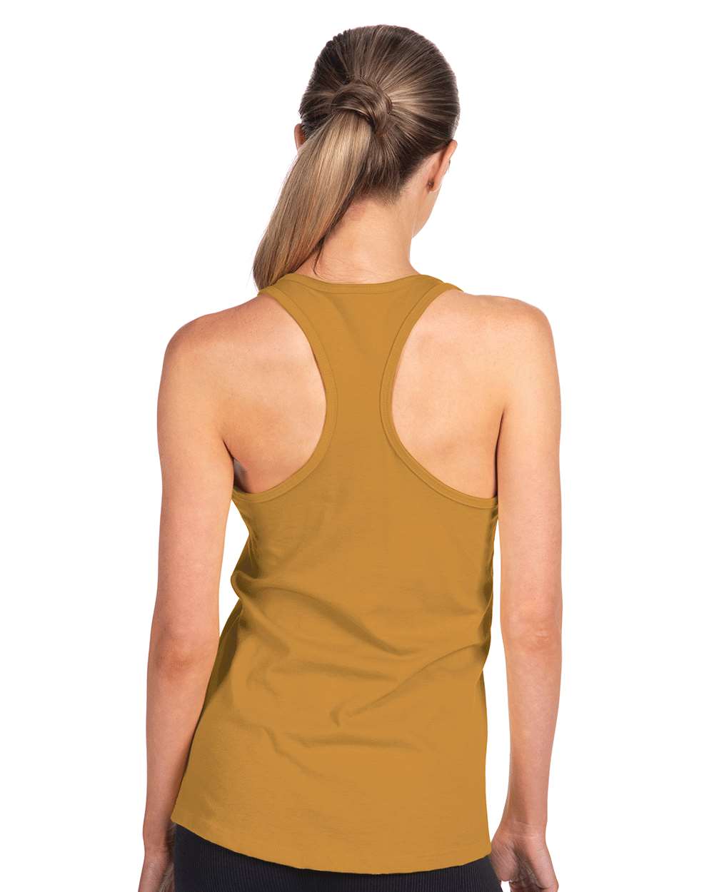 Women's Ideal Racerback Tank Antique Gold - model back