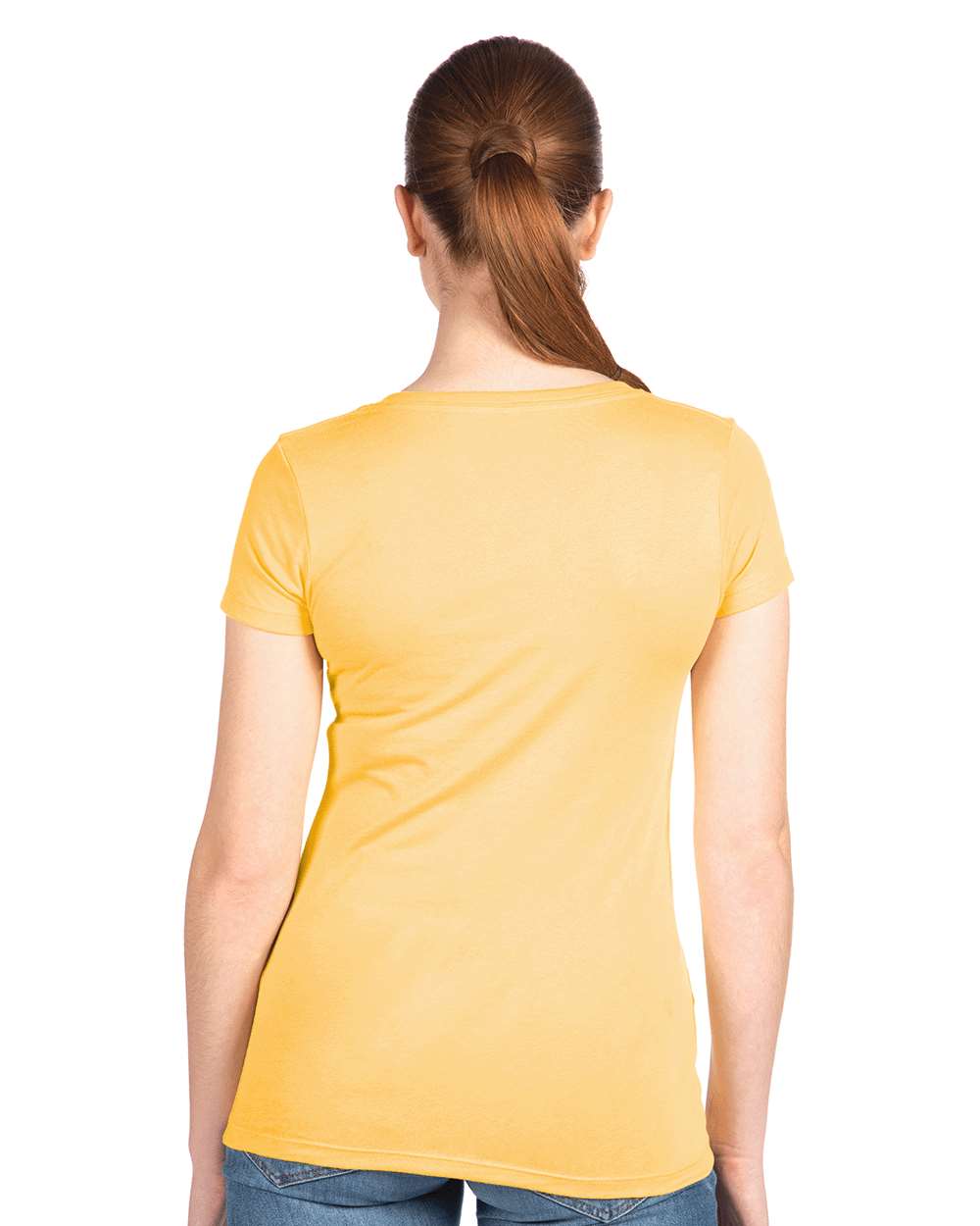 Women's Ideal V-Neck T-Shirt Banana Cream - model back