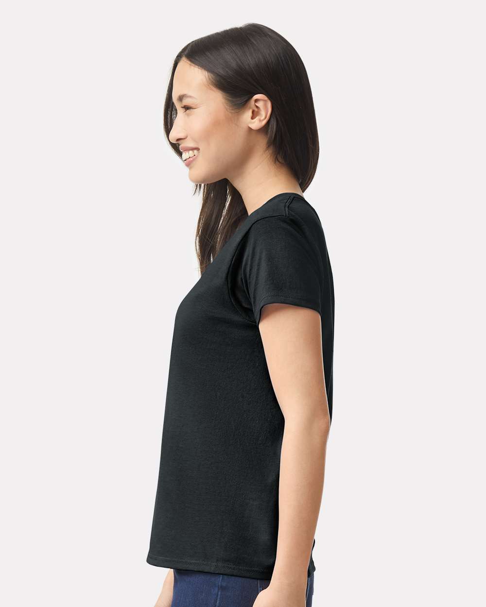 Women's Ultra Cotton T-Shirt Black - model side