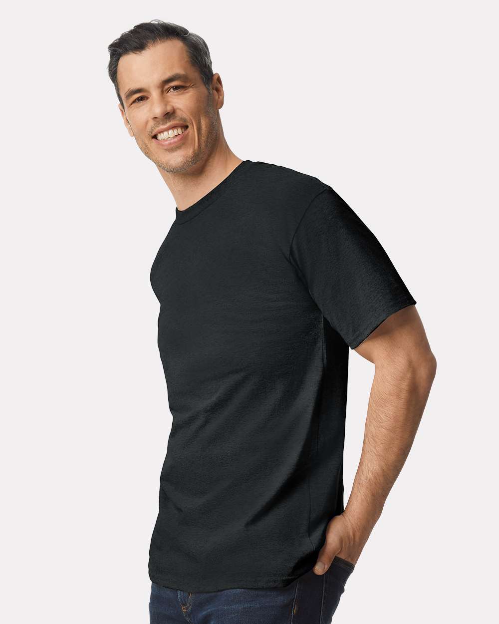 Men's Tall Ultra Cotton T-Shirt Black - model side