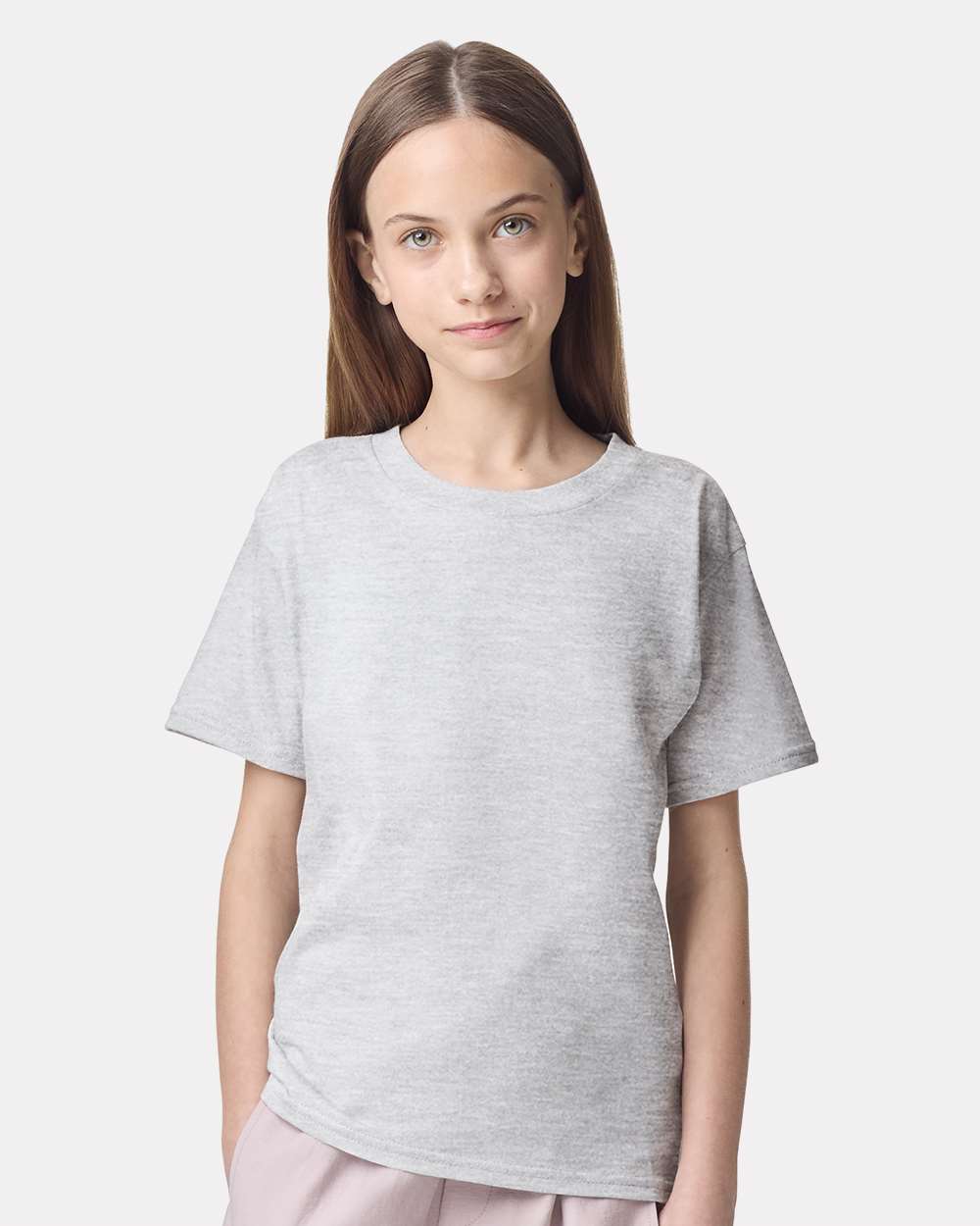Youth Fine Jersey Tee Ash Grey - model front