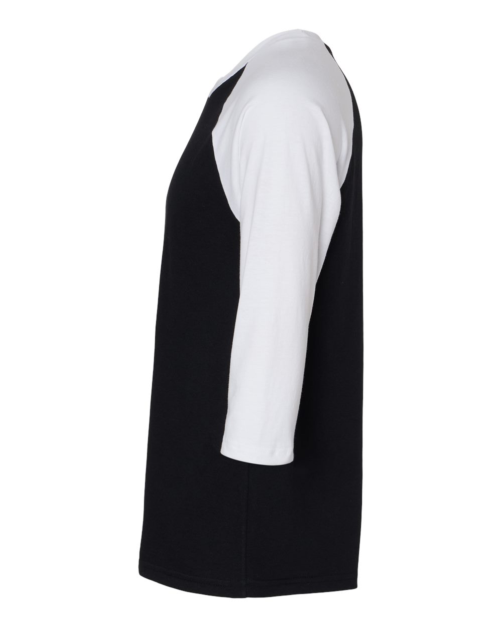 Unisex CVC Three-Quarter Sleeve Tee Black/ White - direct side