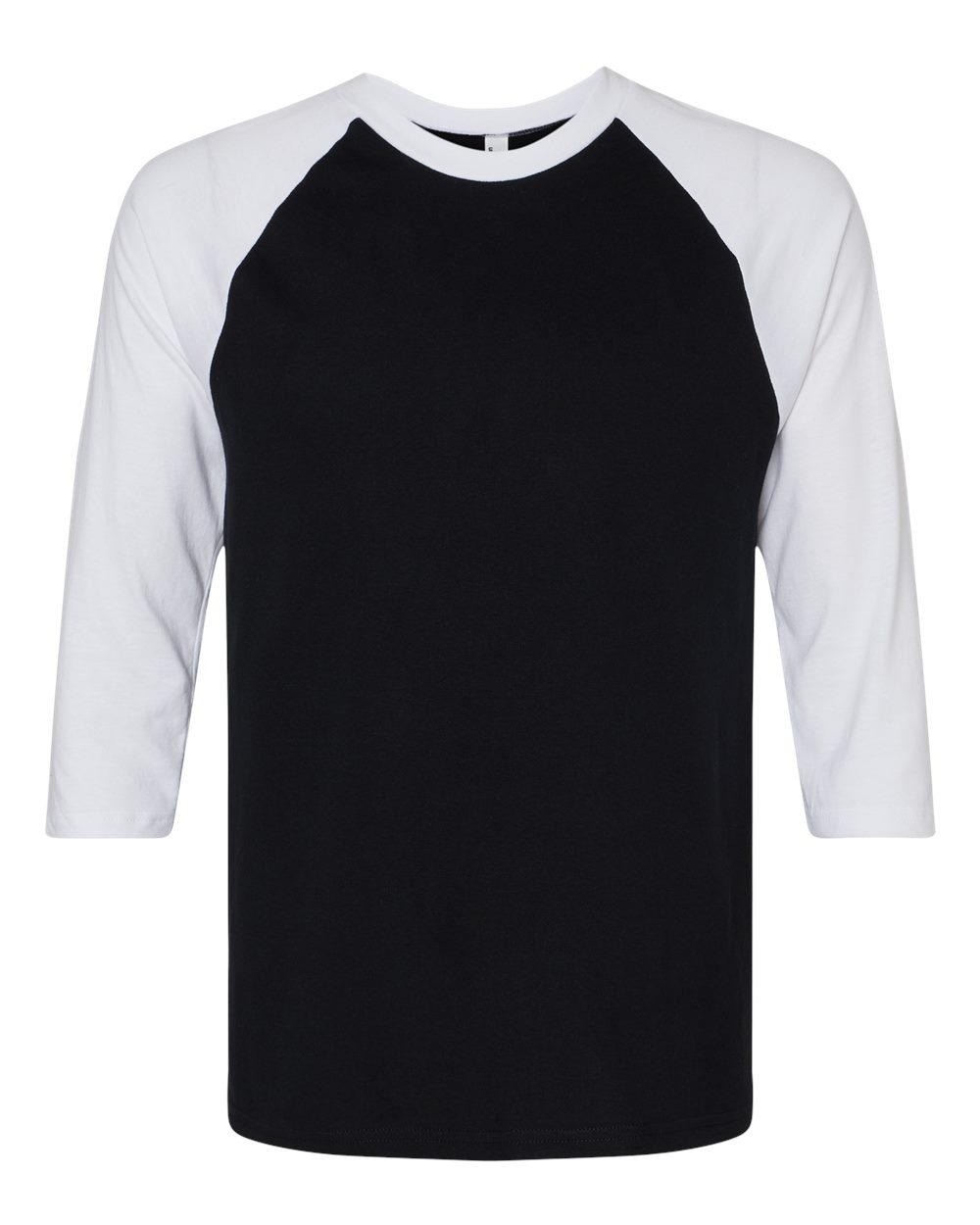 Unisex CVC Three-Quarter Sleeve Tee Black/ White - front