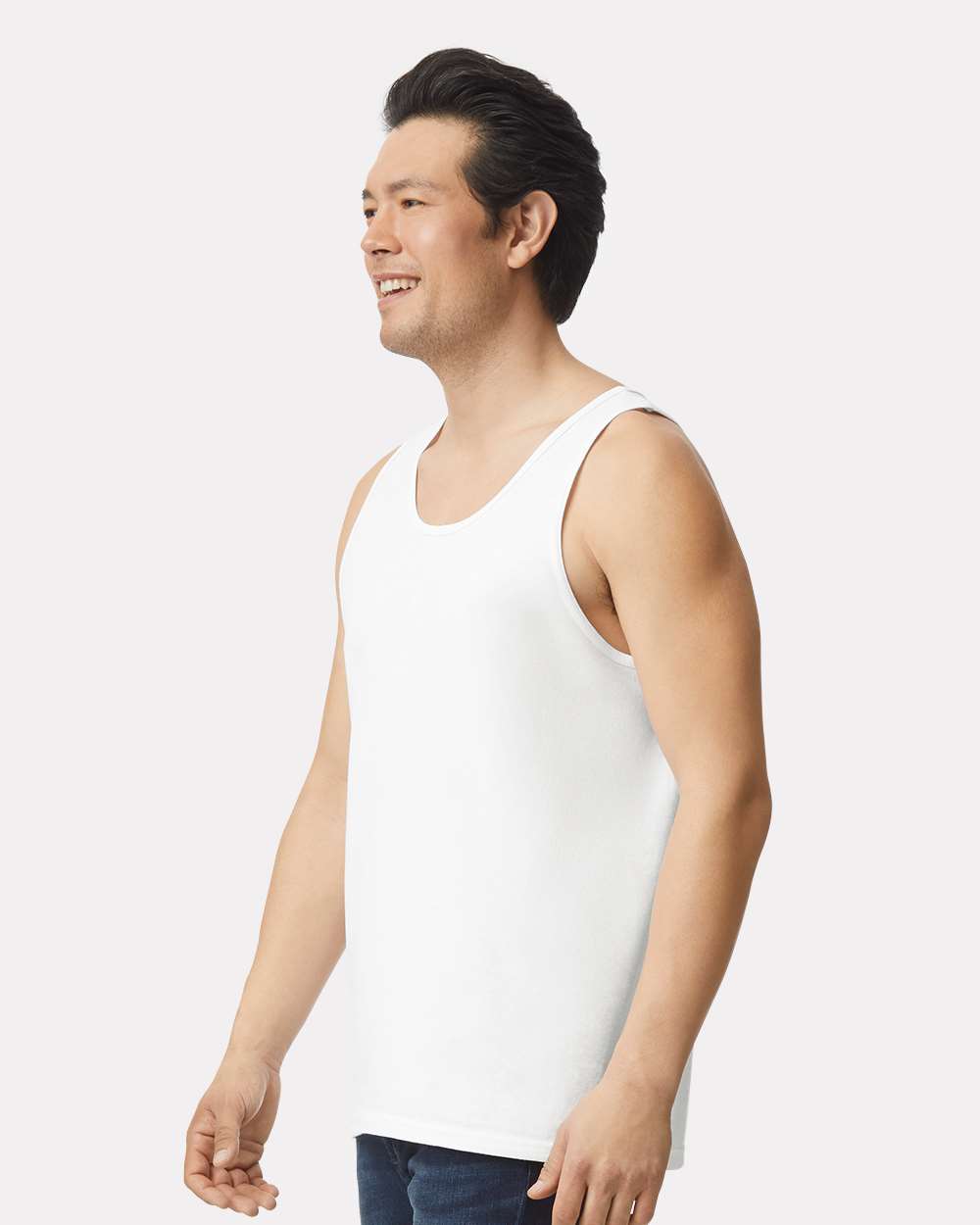 Unisex Ultra Cotton Tank Top White - model side