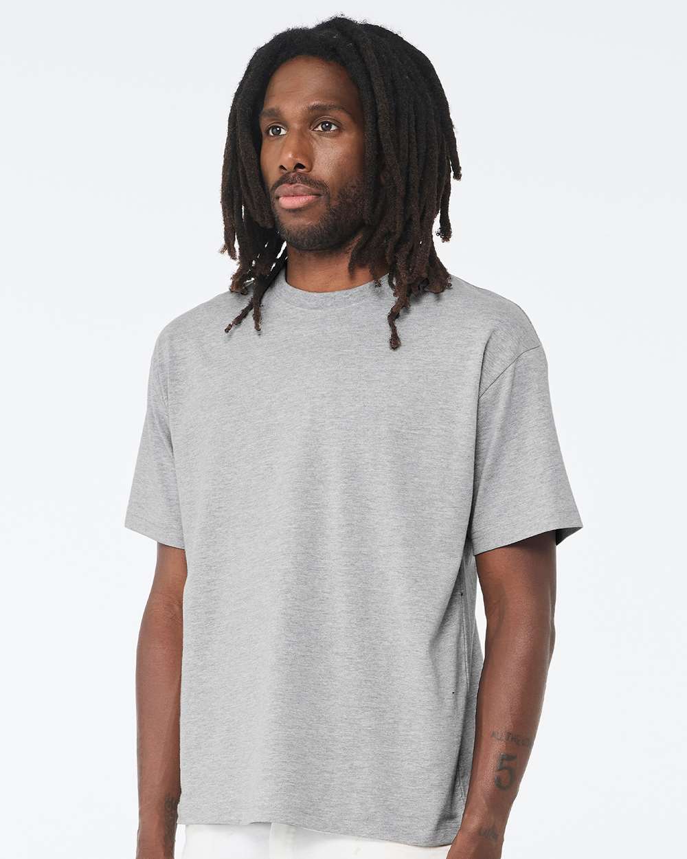6 oz. Heavyweight Tee Athletic Heather - model side