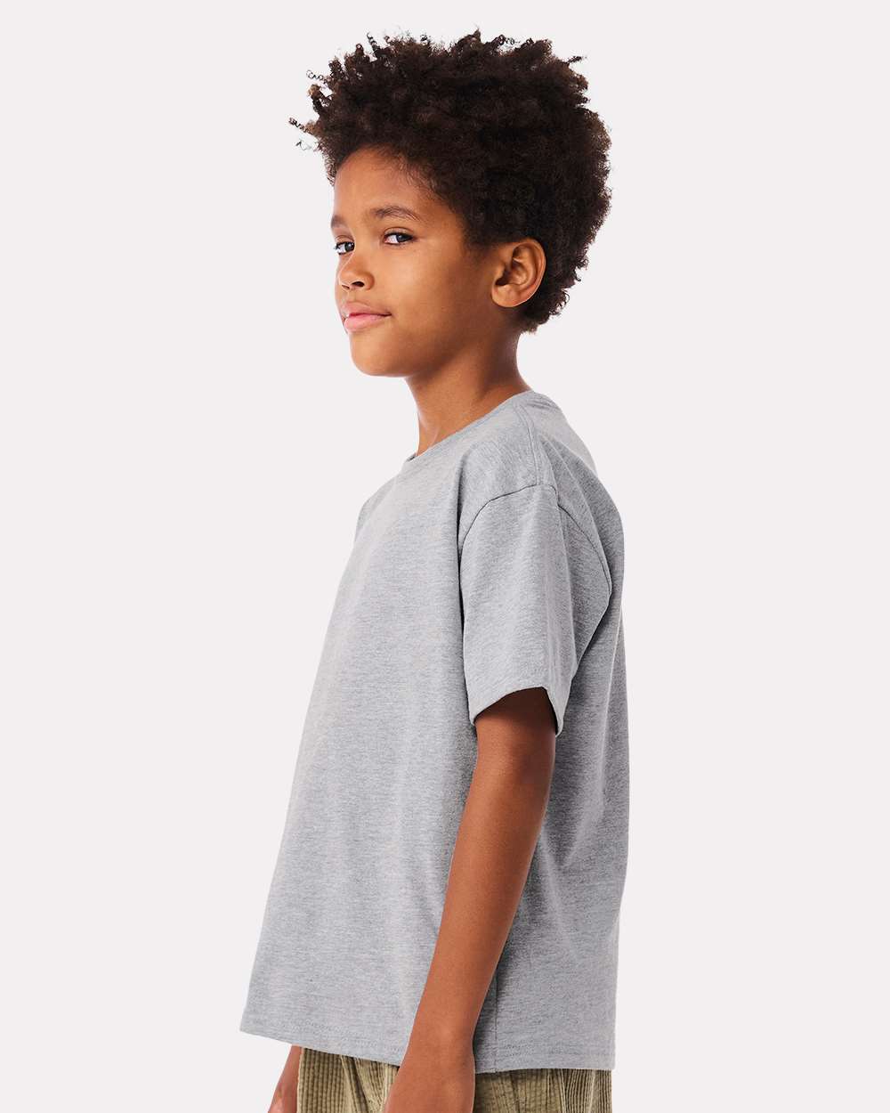 Youth 6 oz. Heavyweight Tee Athletic Heather - model side