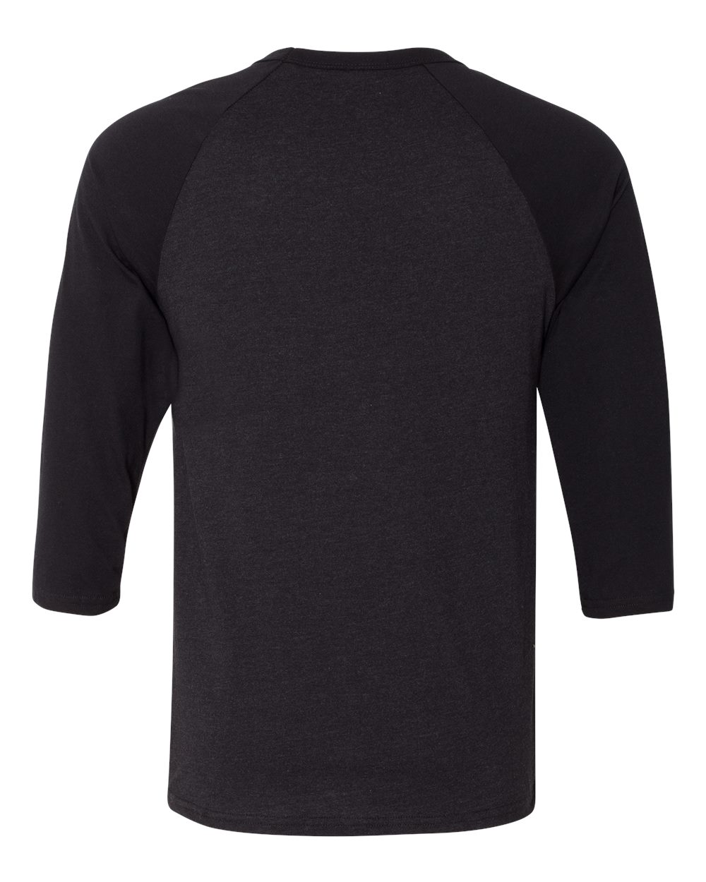 Unisex Three-Quarter Sleeve Baseball Tee Black Heather/ Black - back
