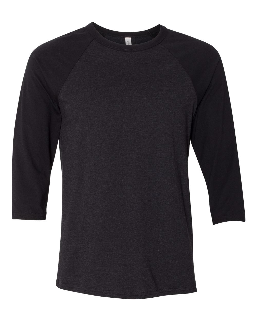Unisex Three-Quarter Sleeve Baseball Tee Black Heather/ Black - front