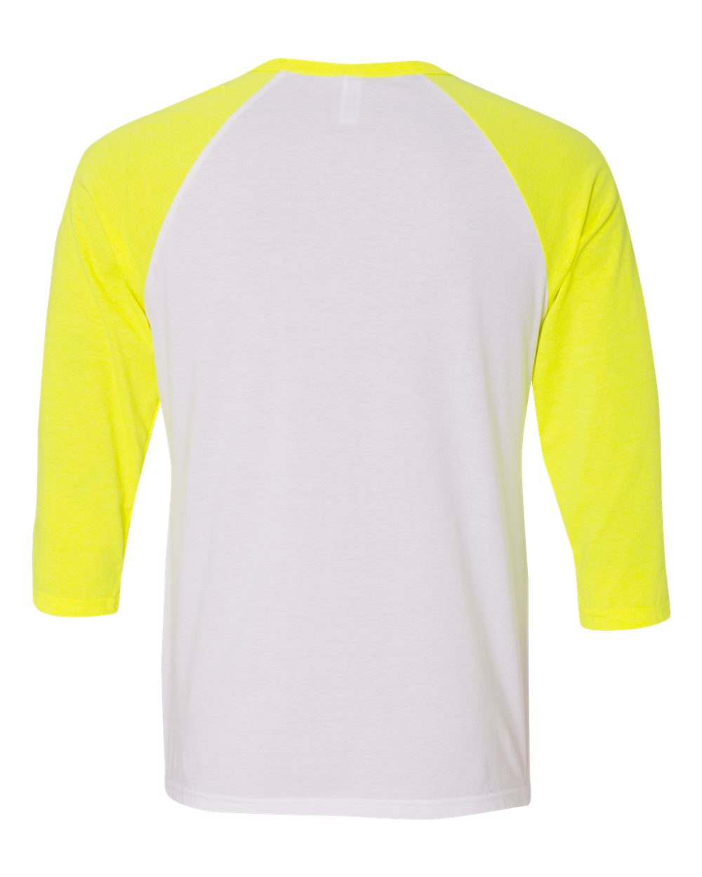Unisex Three-Quarter Sleeve Baseball Tee White/ Neon Yellow - back