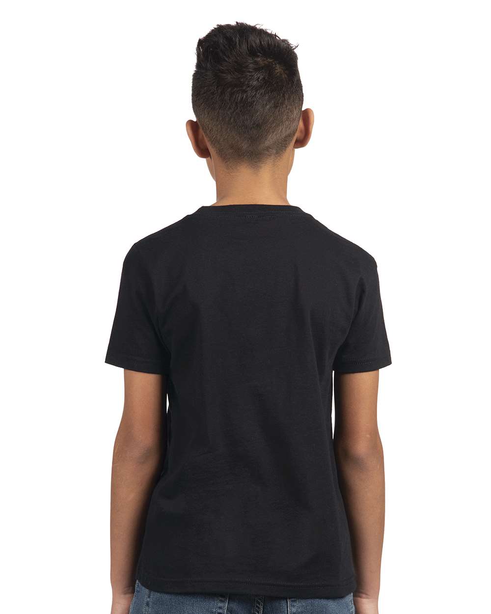 Youth Cotton T-Shirt Black - model back
