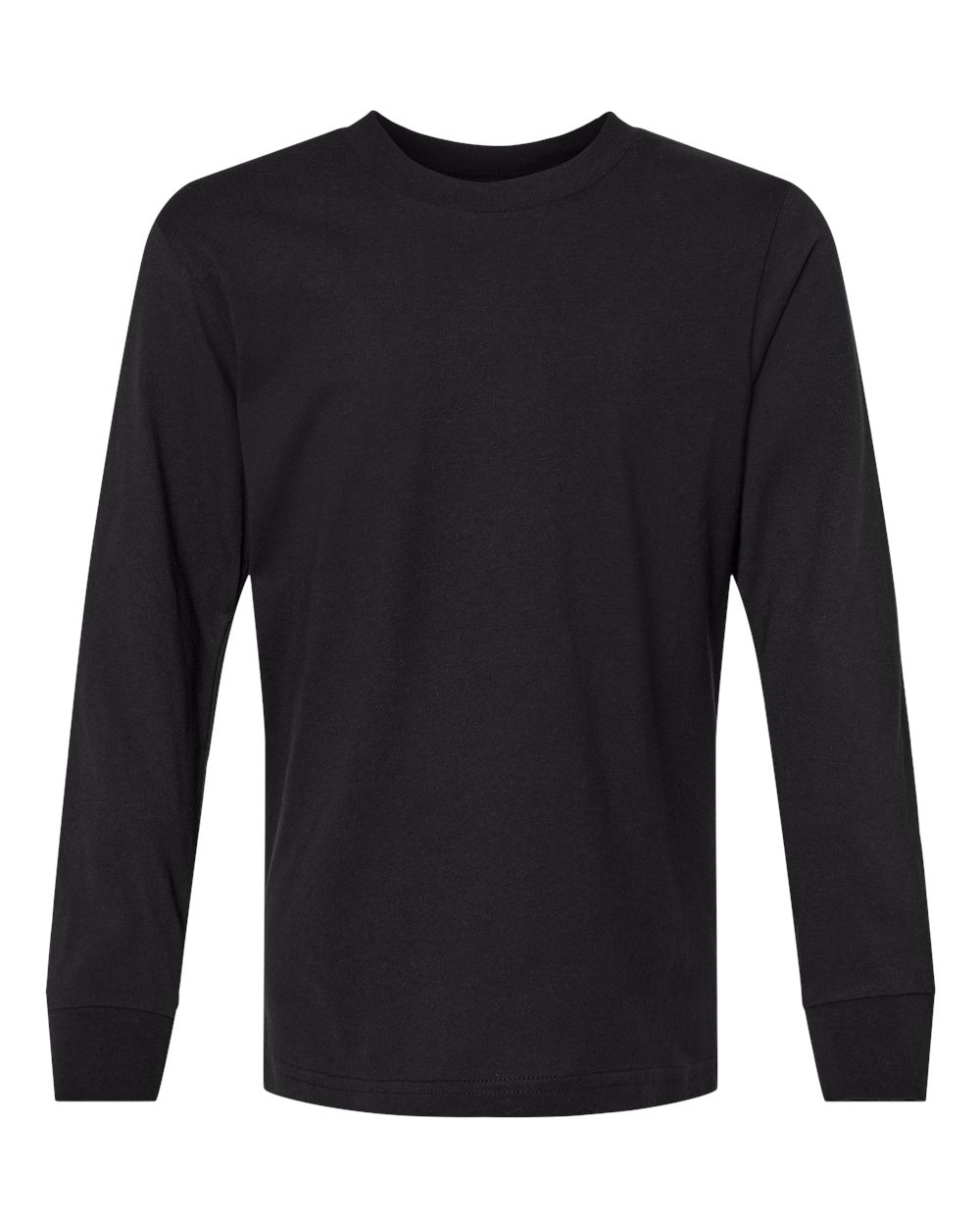 Youth Cotton Long Sleeve T-Shirt Black - front
