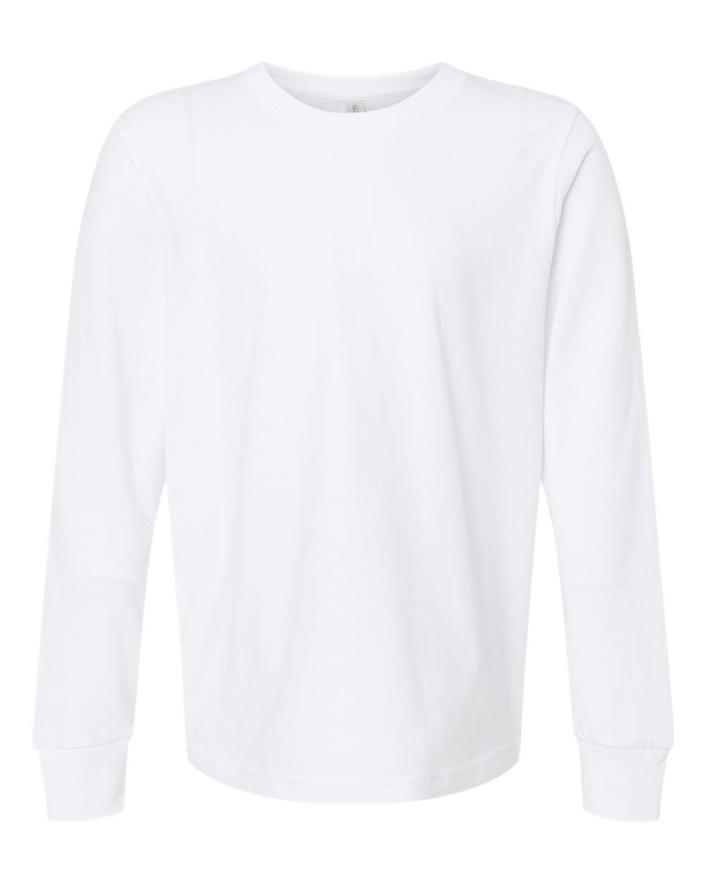 Youth Cotton Long Sleeve T-Shirt White - front