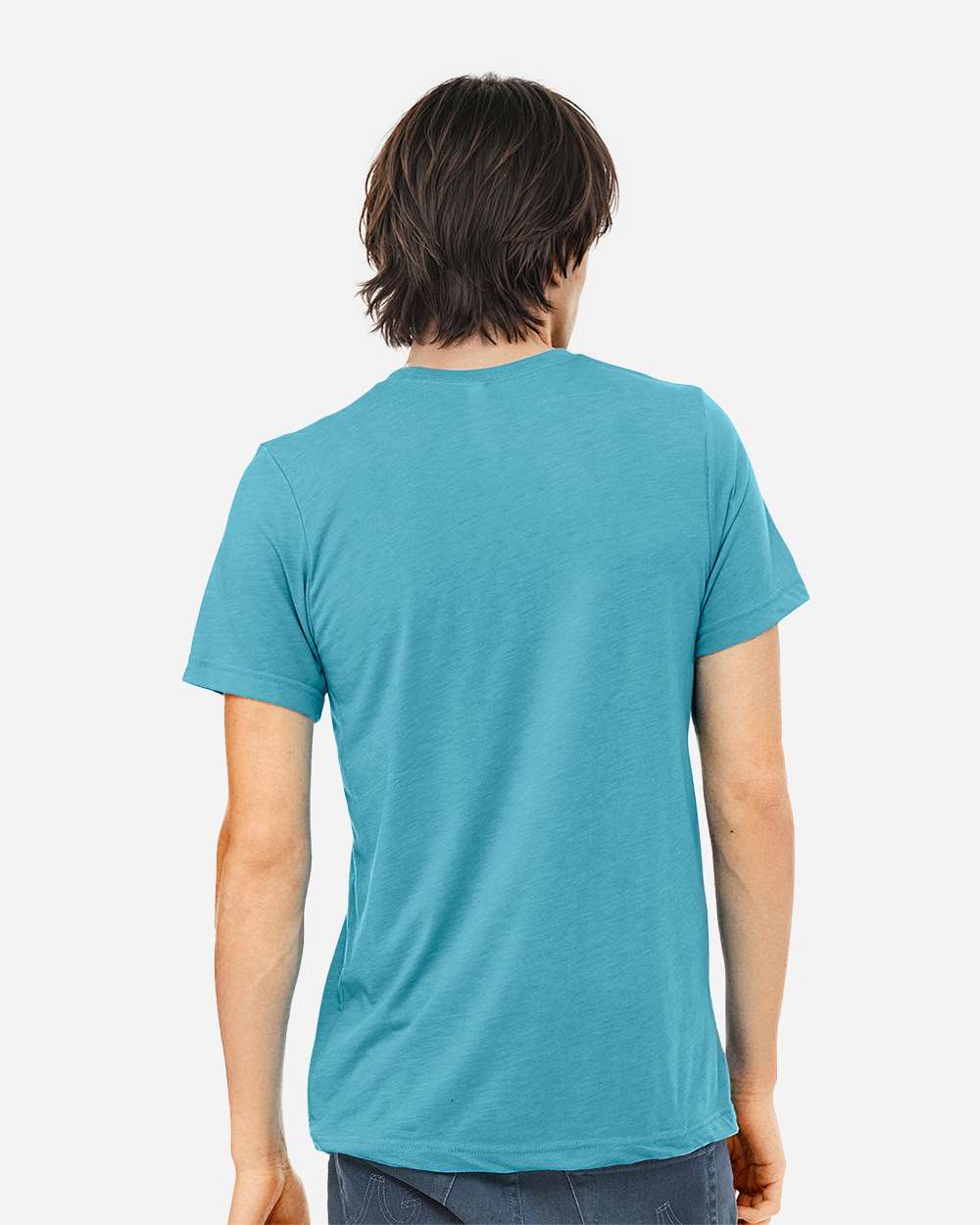 Triblend Tee Aqua Triblend - model back