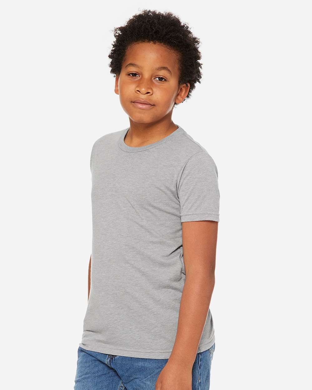 Youth Triblend Tee Athletic Grey Triblend - model side