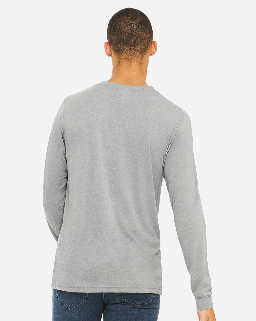 Unisex Triblend Long Sleeve Tee Athletic Grey Triblend - model back
