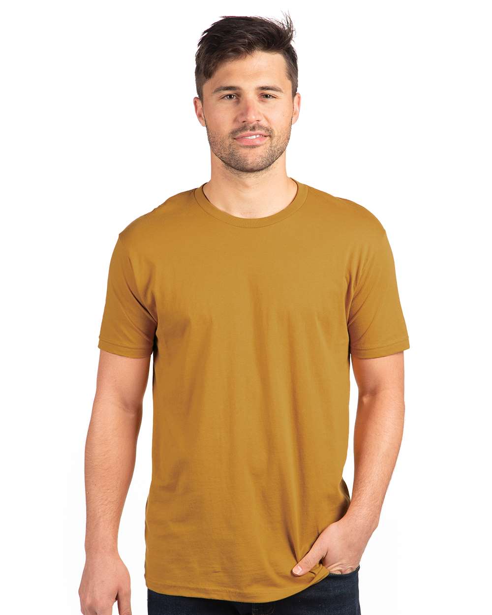 Cotton T-Shirt Antique Gold - model front