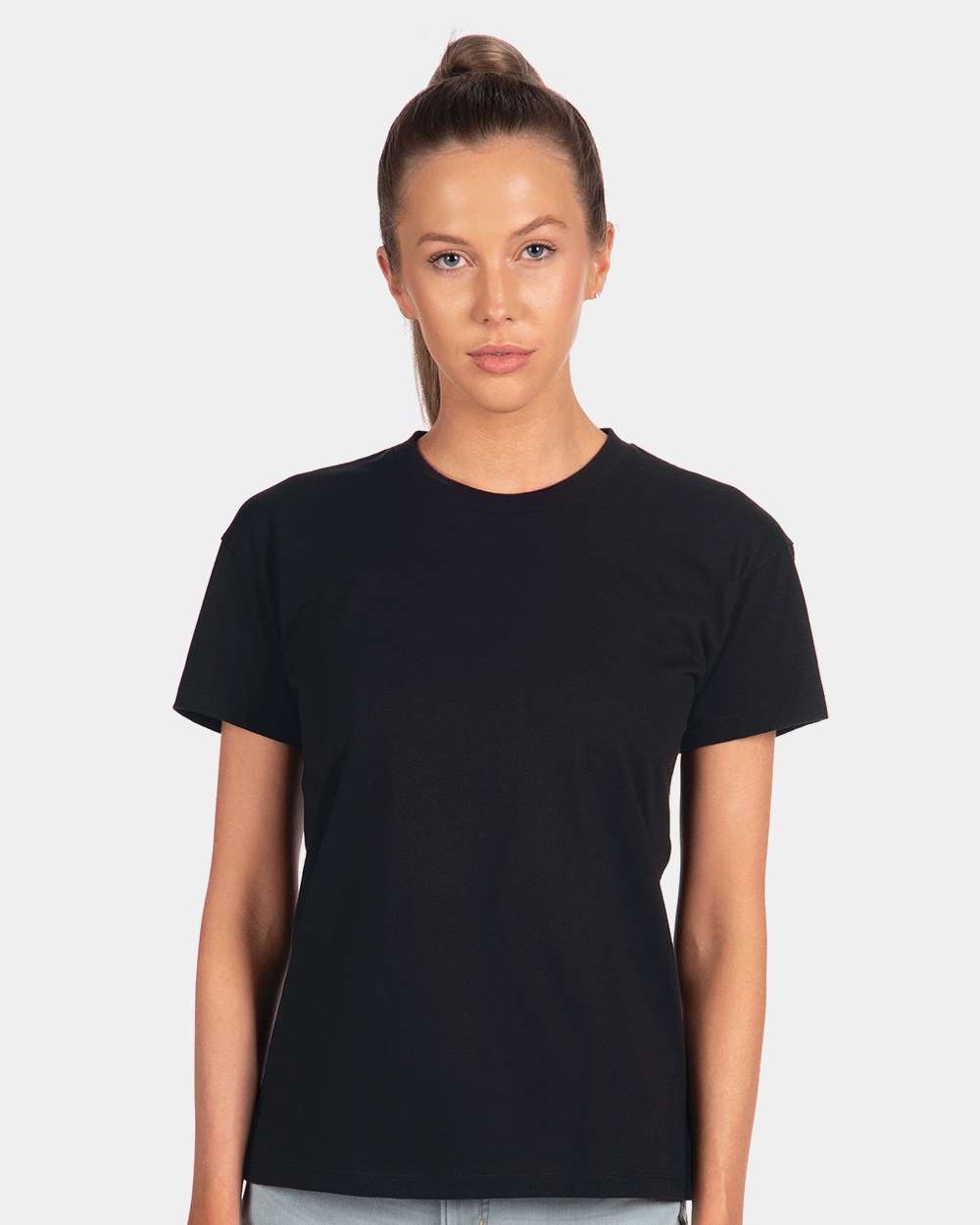 Women's Cotton Relaxed T-Shirt Black - model front