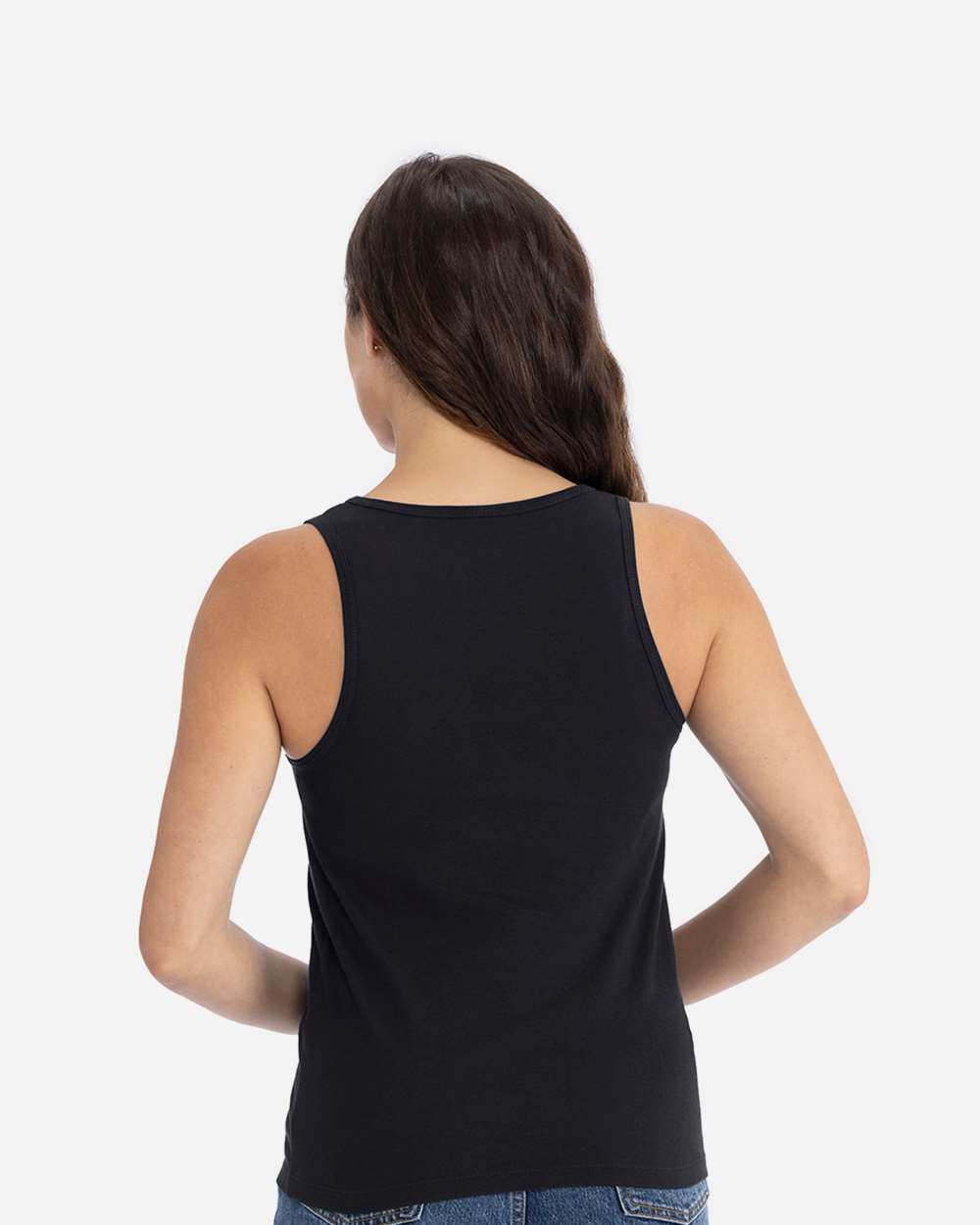 Women's Cotton Tank Black - model back