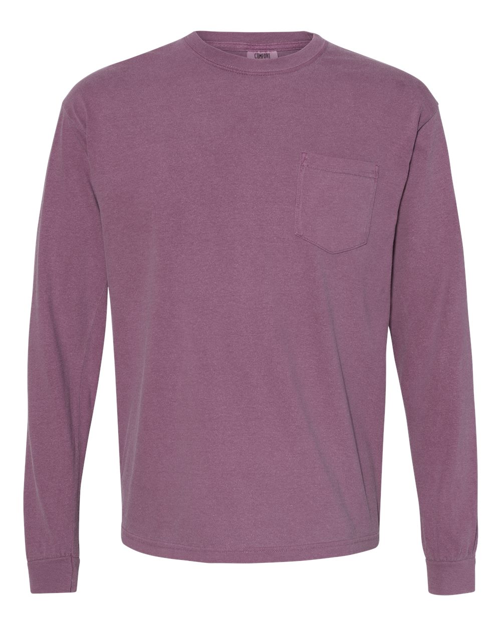 Unisex Garment-Dyed Heavyweight Long Sleeve Pocket T-Shirt Berry - front