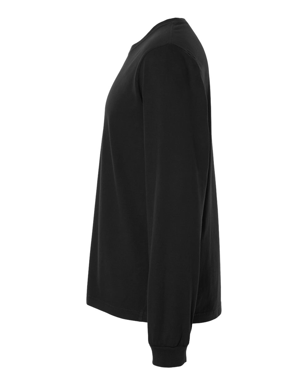 Unisex Heavyweight Garment-Dyed Long Sleeve Tee Black - direct side