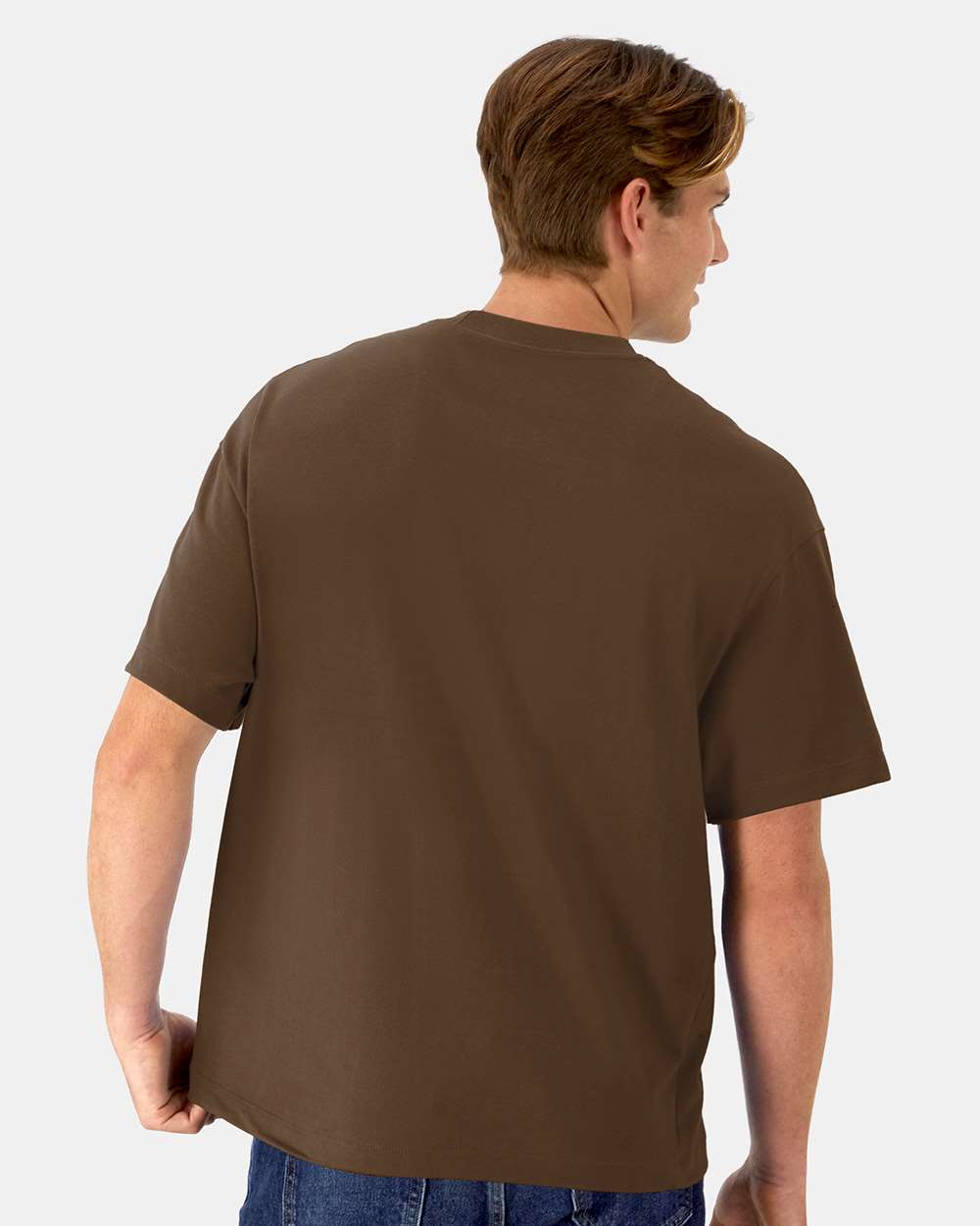Unisex Beefy-T Retro Street T-Shirt Army Brown - model back