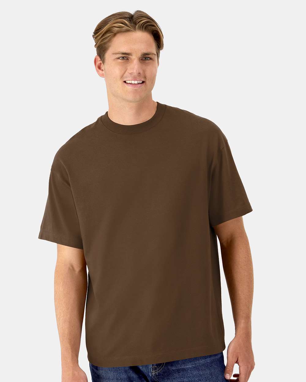 Unisex Beefy-T Retro Street T-Shirt Army Brown - model front