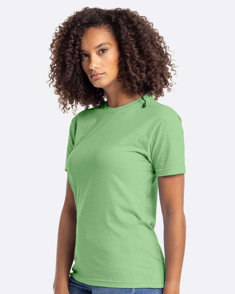 Unisex CVC T-Shirt Apple Green - model side